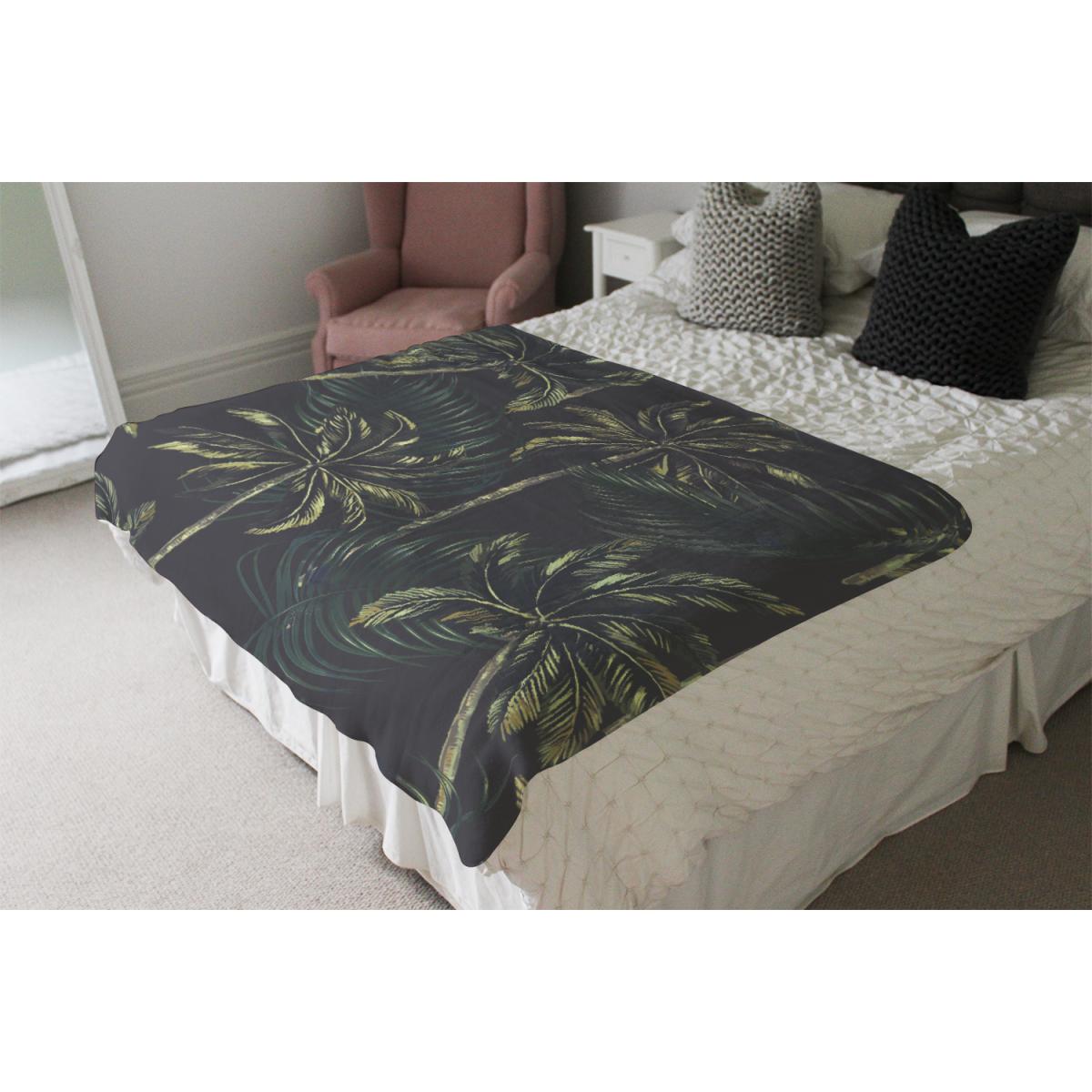 Green Palm On Black Blanket - Black – image 4