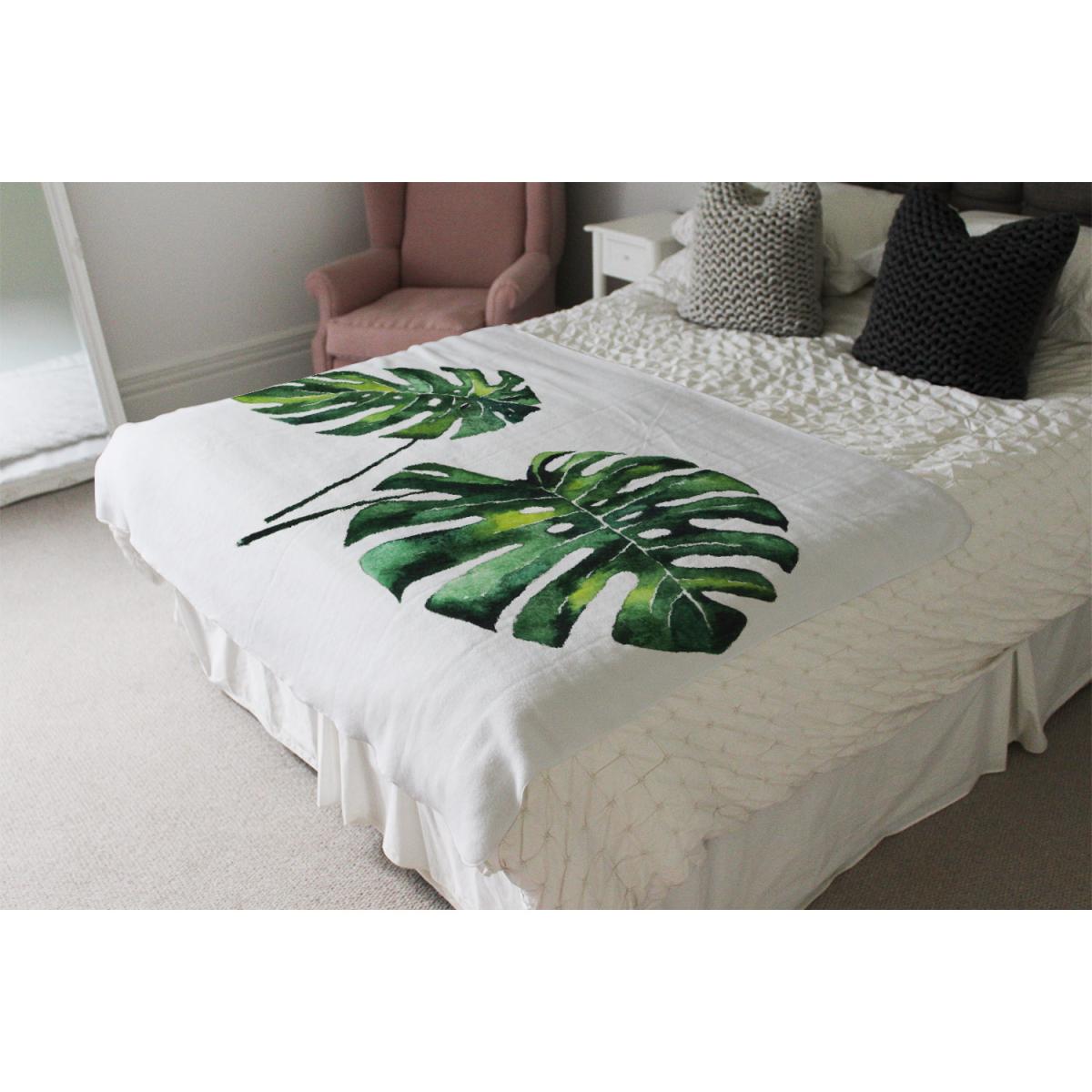 Twin Tropical Leaves Blanket - Green – image 4