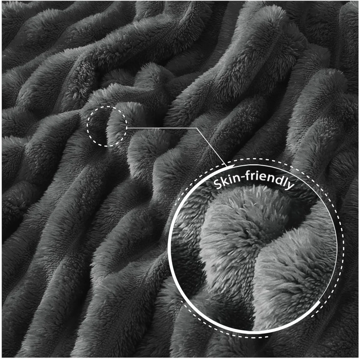Dyzi Ribbed Jacquard Fleece Blanket 150x200cm A - Dark Grey – image 2