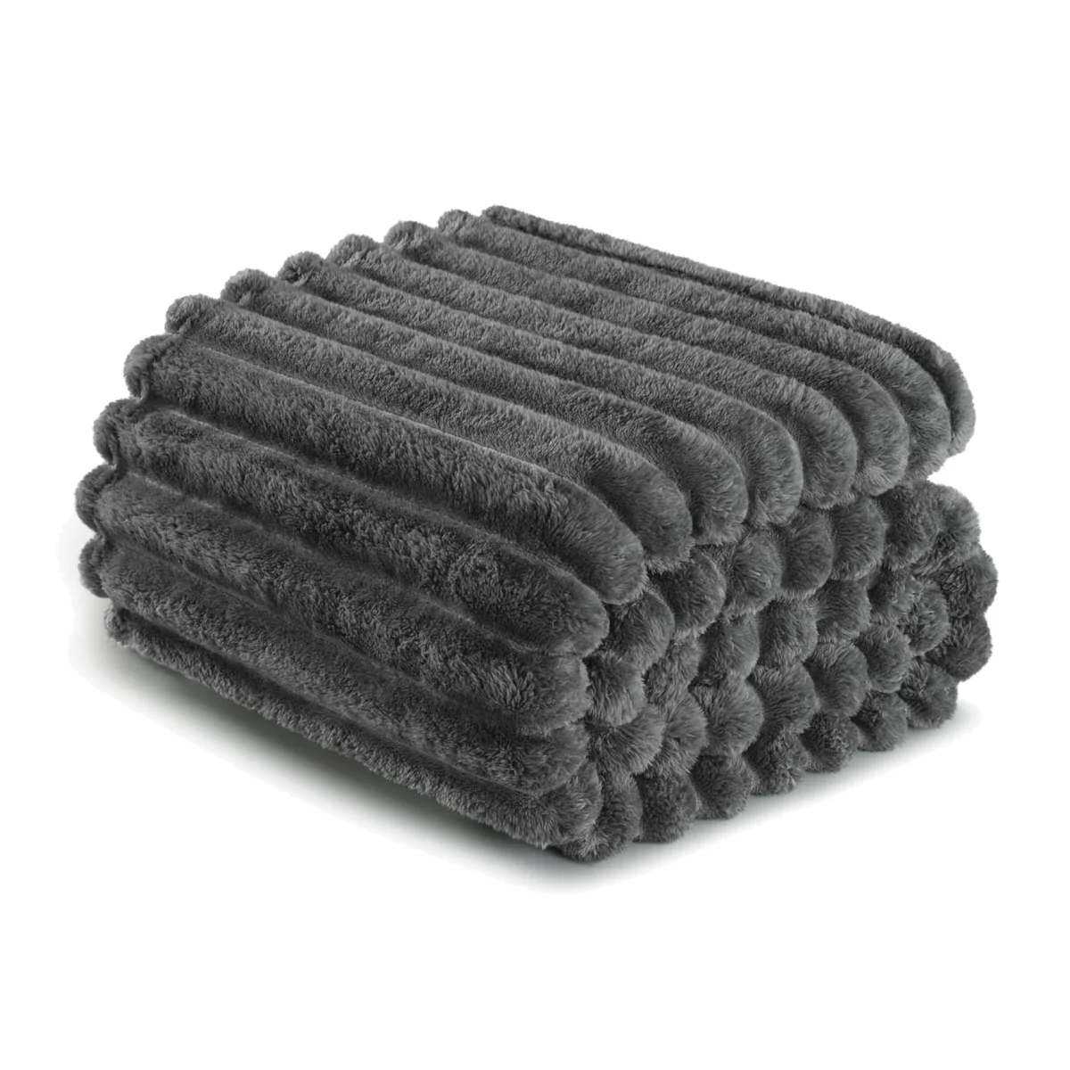 Dyzi Ribbed Jacquard Fleece Blanket 150x200cm A - Dark Grey – image 1