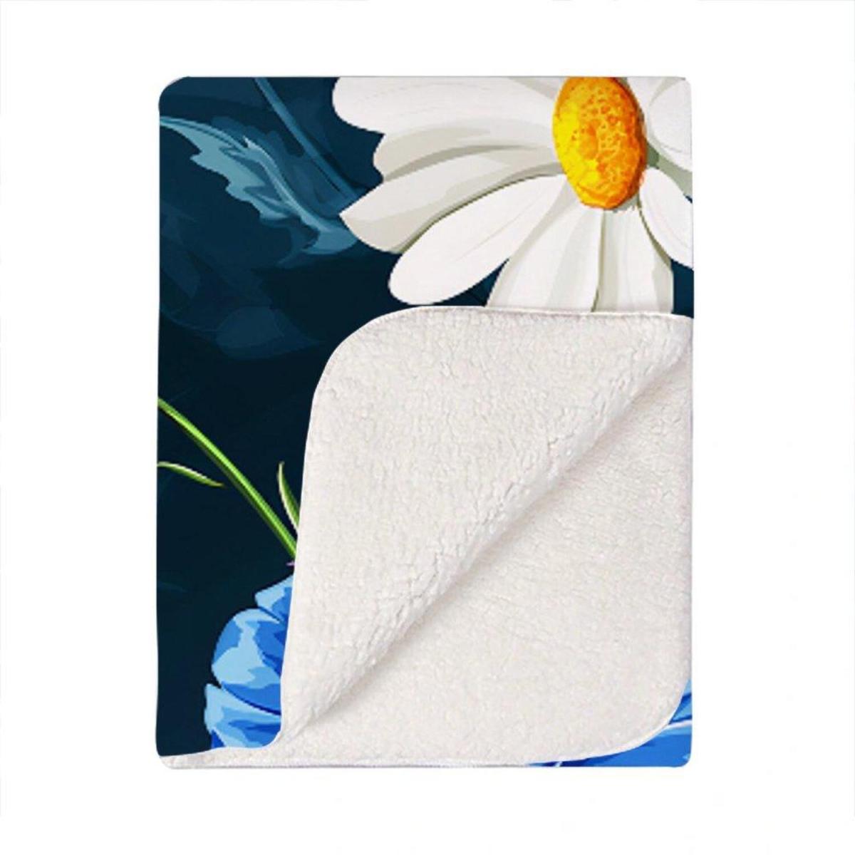 Poppy Flowers With Chamomile On Dark Blue Blanket - Blue – image 2