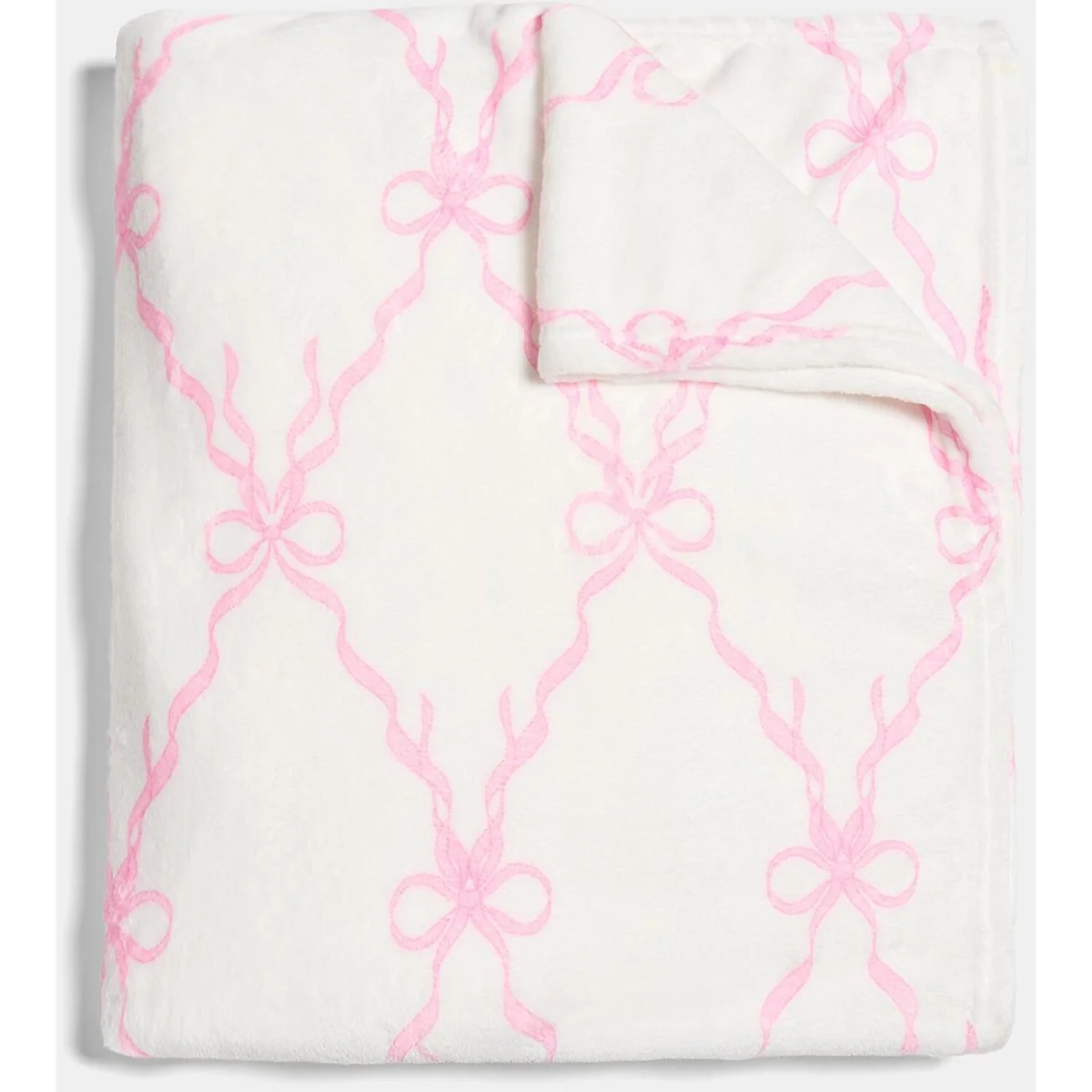 OHS Bow Print Ultra Soft Throw - White/Pink – image 2