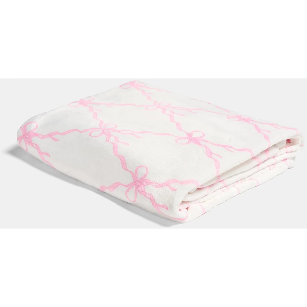 OHS Bow Print Ultra Soft Throw - White/Pink – image 4