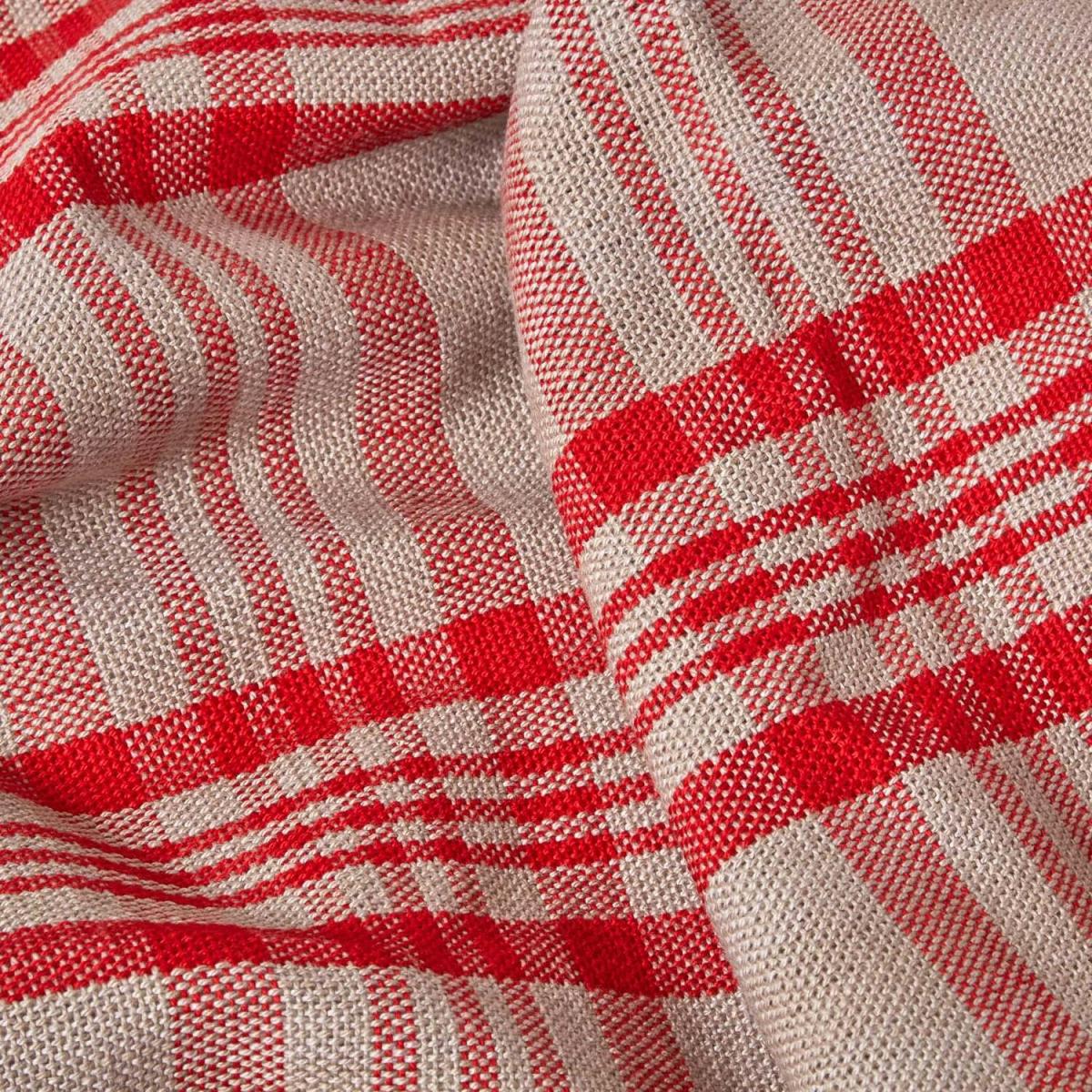 Grey and Red Tartan Check Sofa and Bed Throw - Red and Grey / 225 x 255 cm – image 3