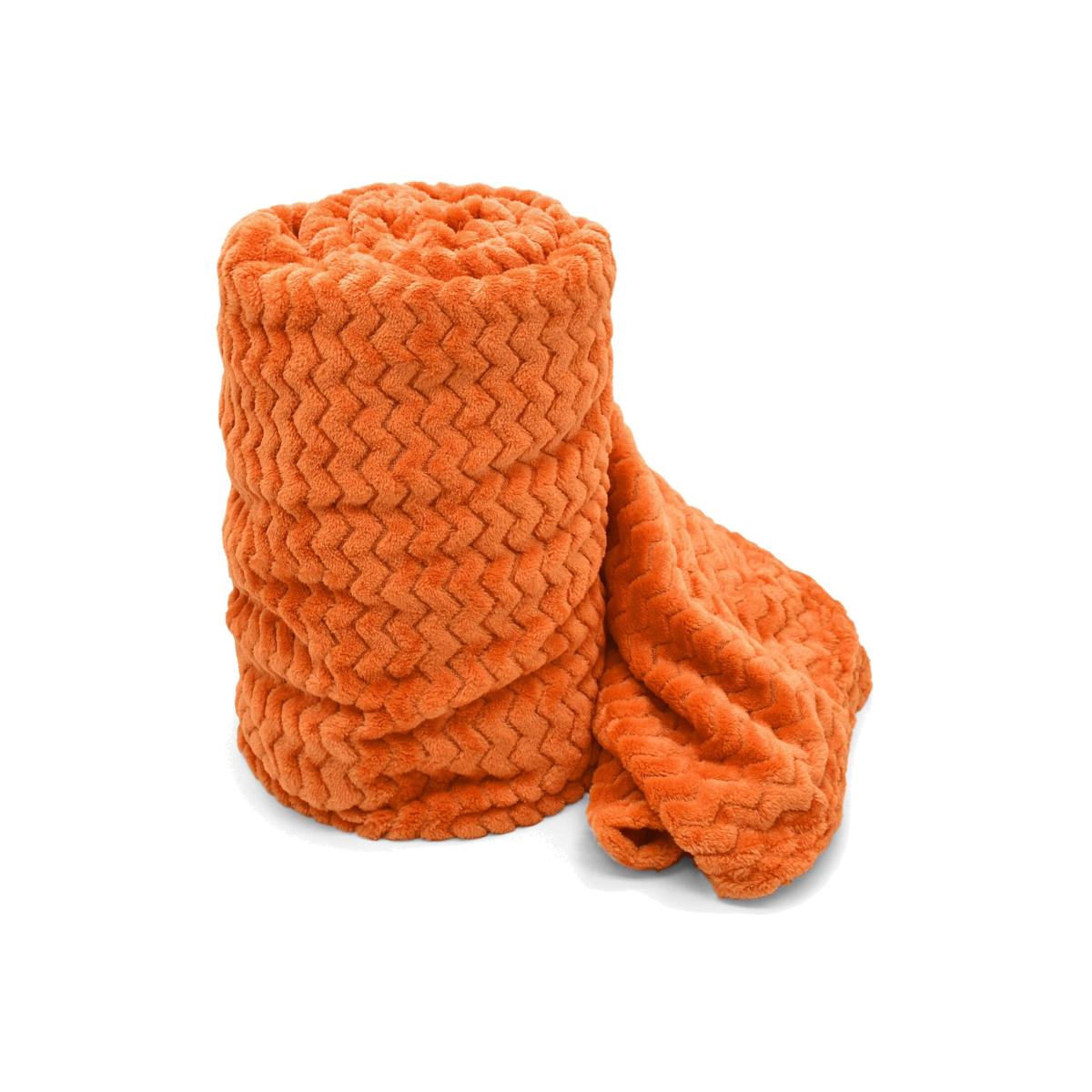 Snug Soft Chevron Patterned Blanket Mink Throw - Orange / 127x152 – image 1