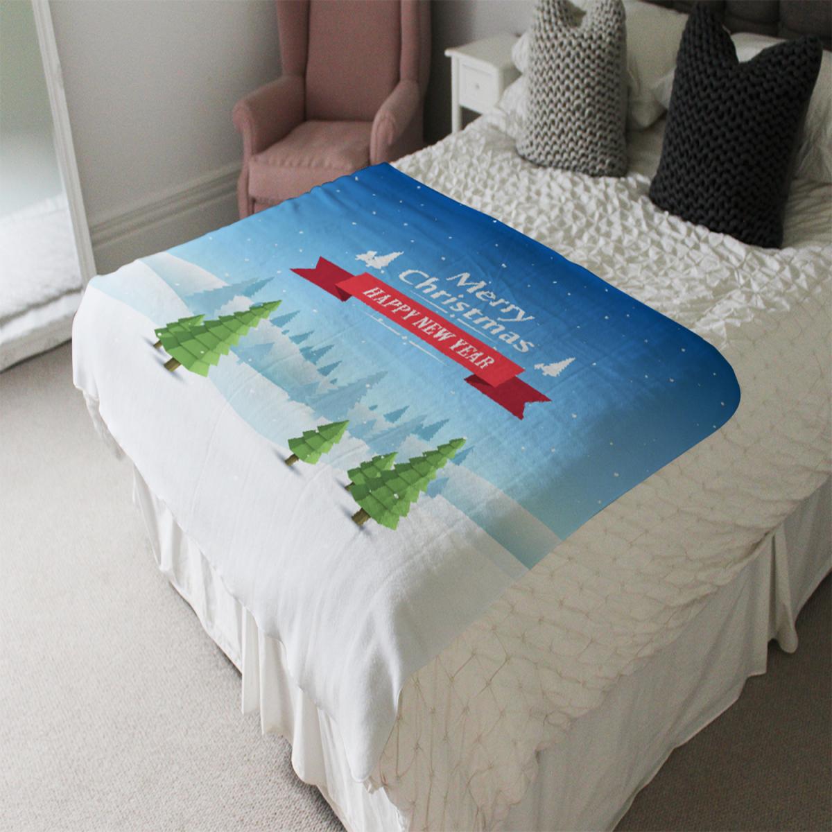 Merry Christmas Cover Art Soft Blanket - Blue – image 1