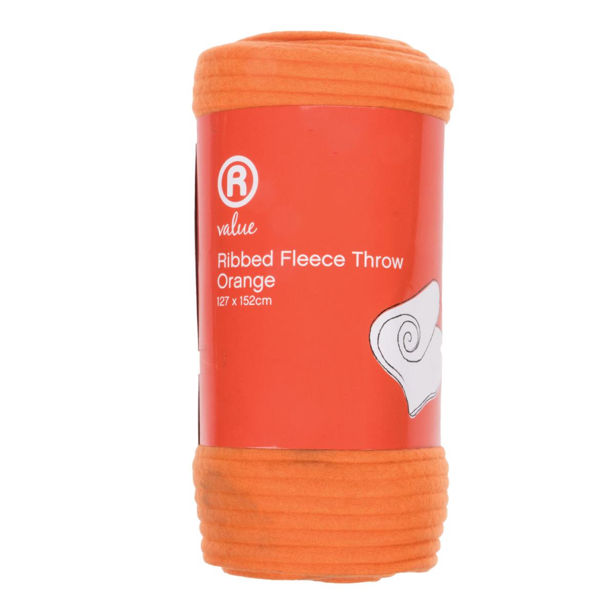 Inthehome Ribbed Fleece Throw - Orange – image 2
