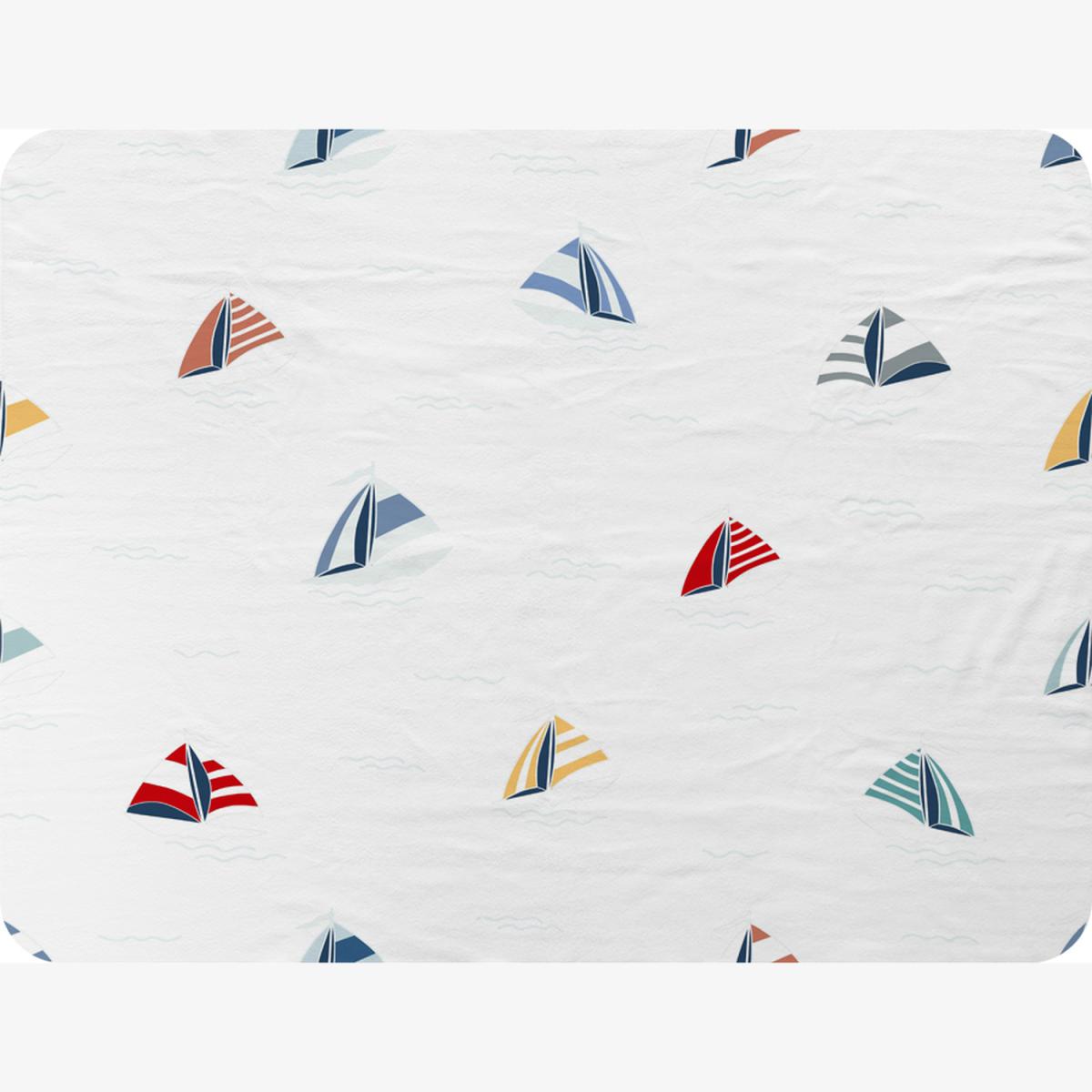 Striped Sailboats Blanket - White – image 1