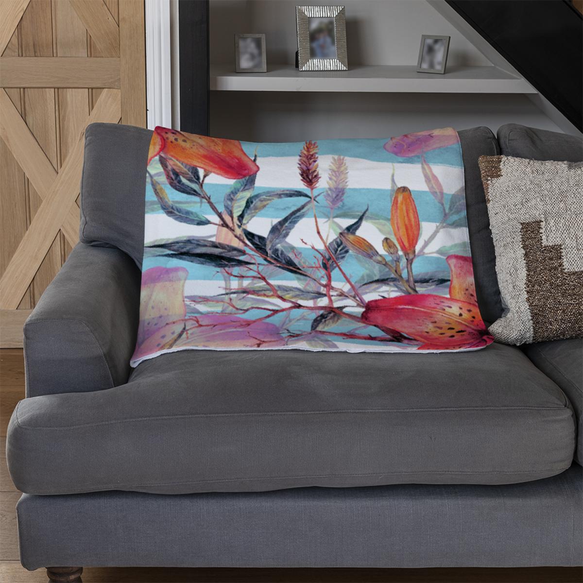 Bouquet Of Watercolor Tiger Lilies Blanket - Red – image 3