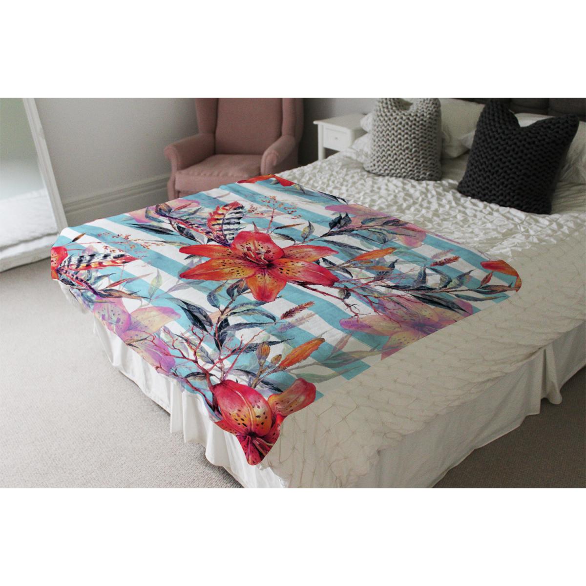 Bouquet Of Watercolor Tiger Lilies Blanket - Red – image 4