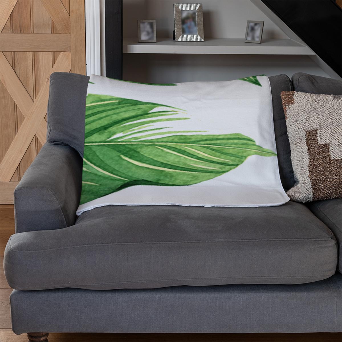 Twin Botanical Leaves Blanket - Green – image 3