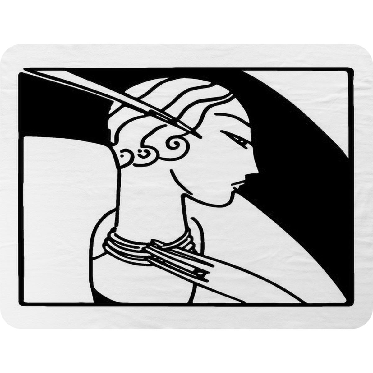 Art Deco Woman Blanket - Black – image 2