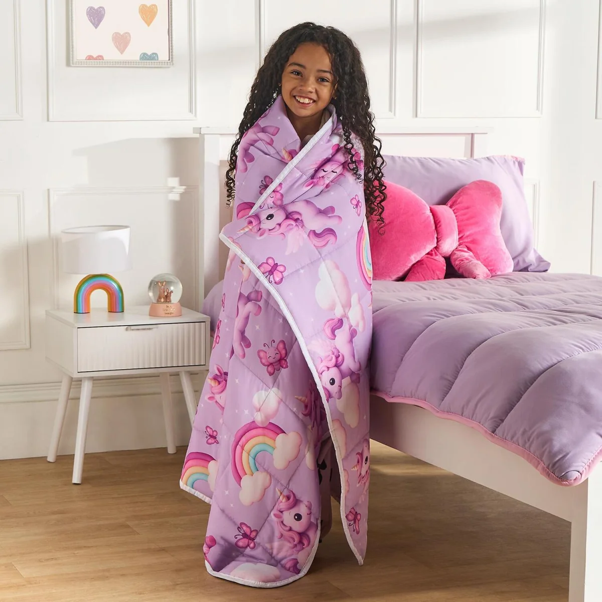 OHS Kids Unicorn Print Weighted Blanket - Lilac – image 2