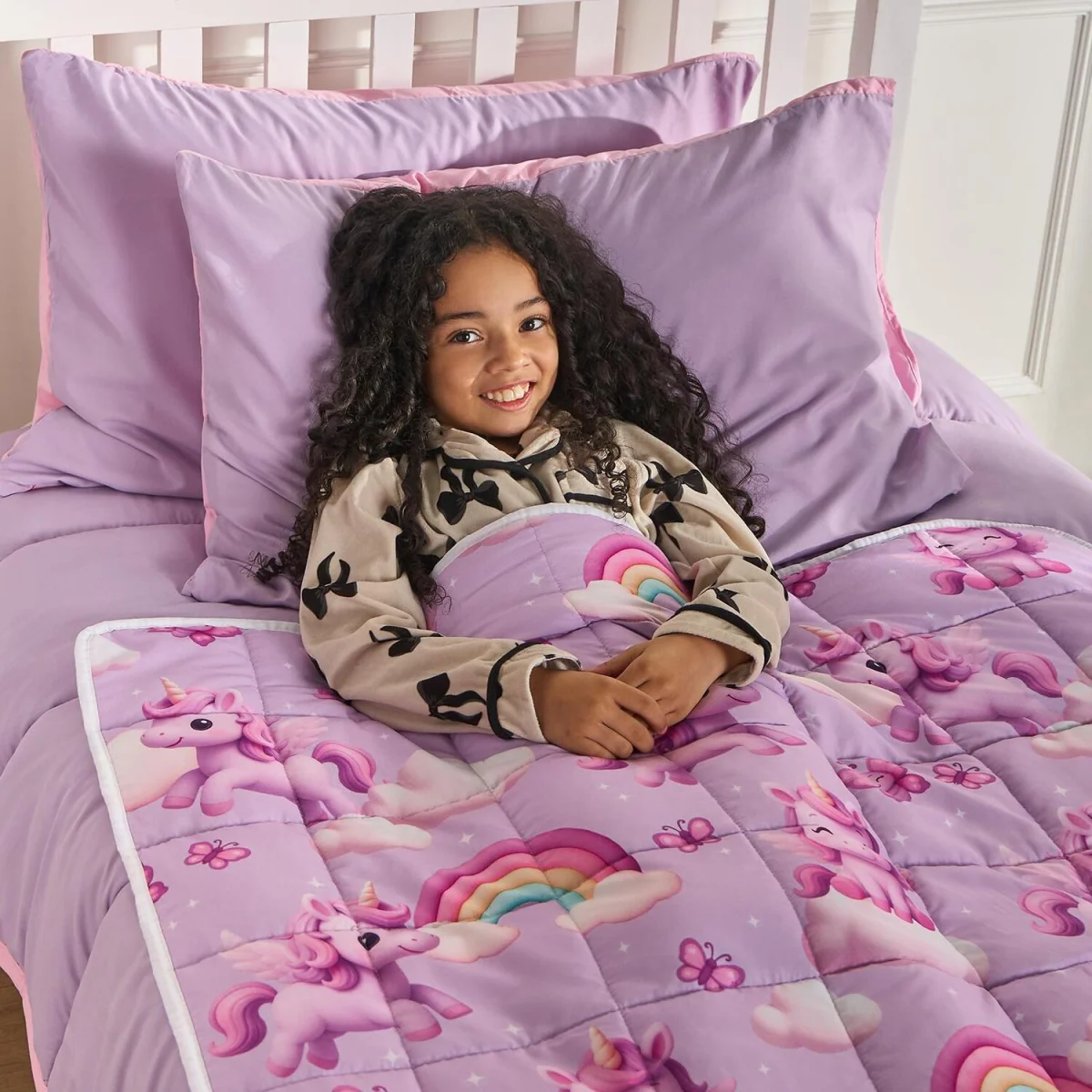 OHS Kids Unicorn Print Weighted Blanket - Lilac – image 3