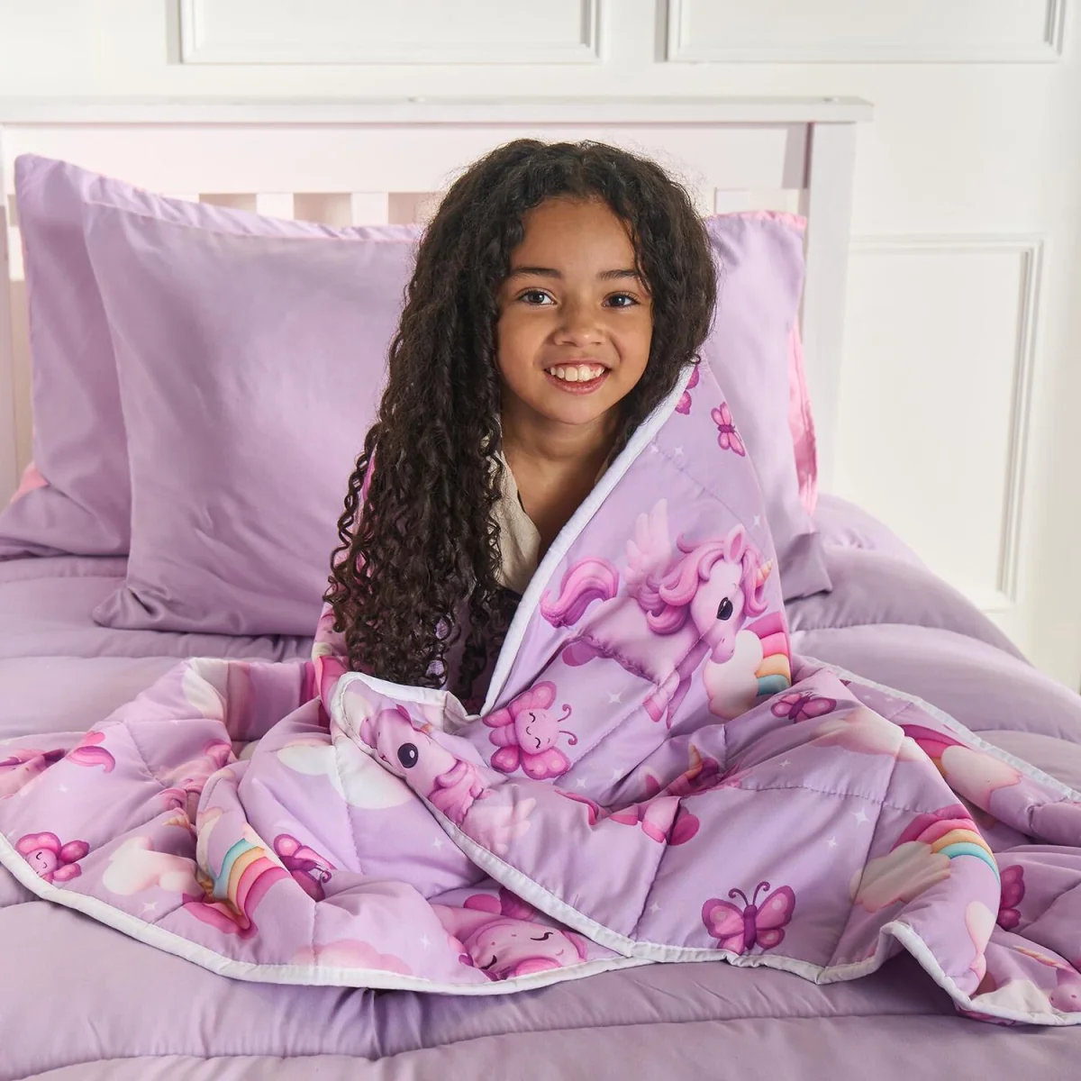 OHS Kids Unicorn Print Weighted Blanket - Lilac – image 4