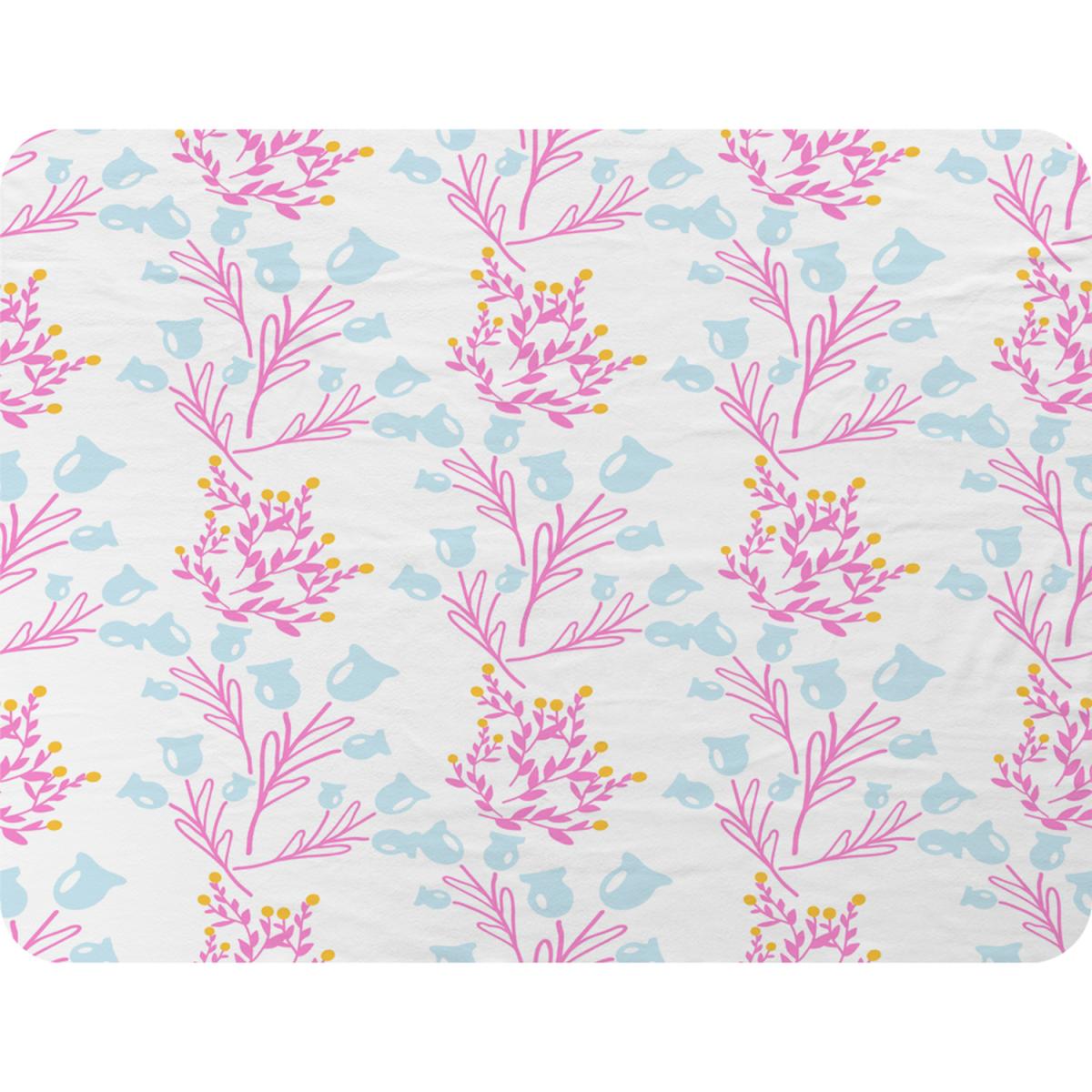 Pink  Blue Flower Design Blanket - Pink – image 2