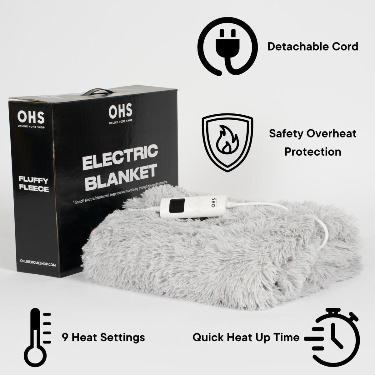 Fluffy Electric Heated Blanket Throw Over Winter Warm - Grey – image 1