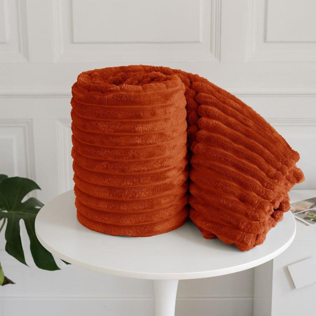 Chunky Cord Blanket Throw - Orange / 150x200cm