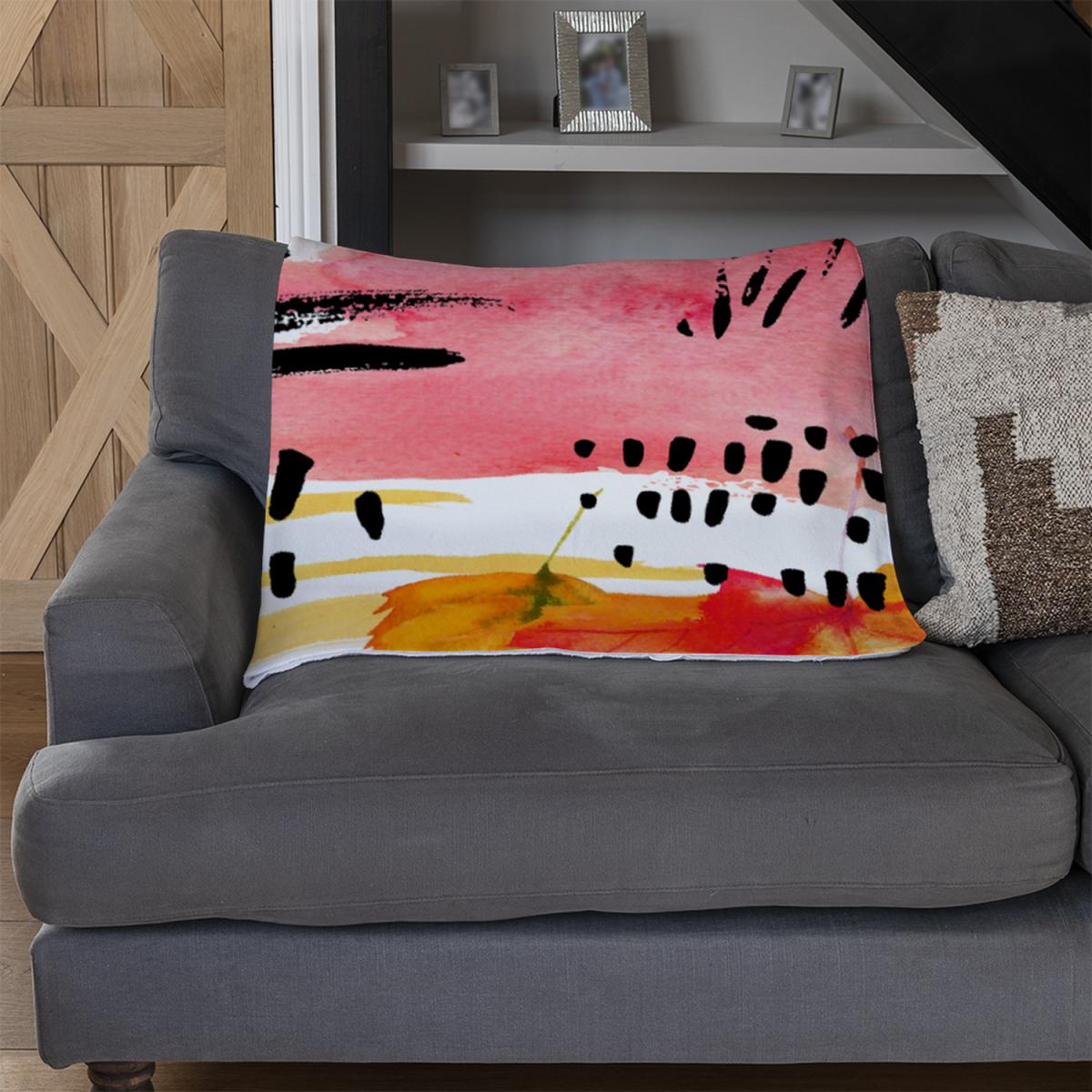 Abstract Fall Pattern In Bright Autumn Colours Blanket - Yellow – image 3