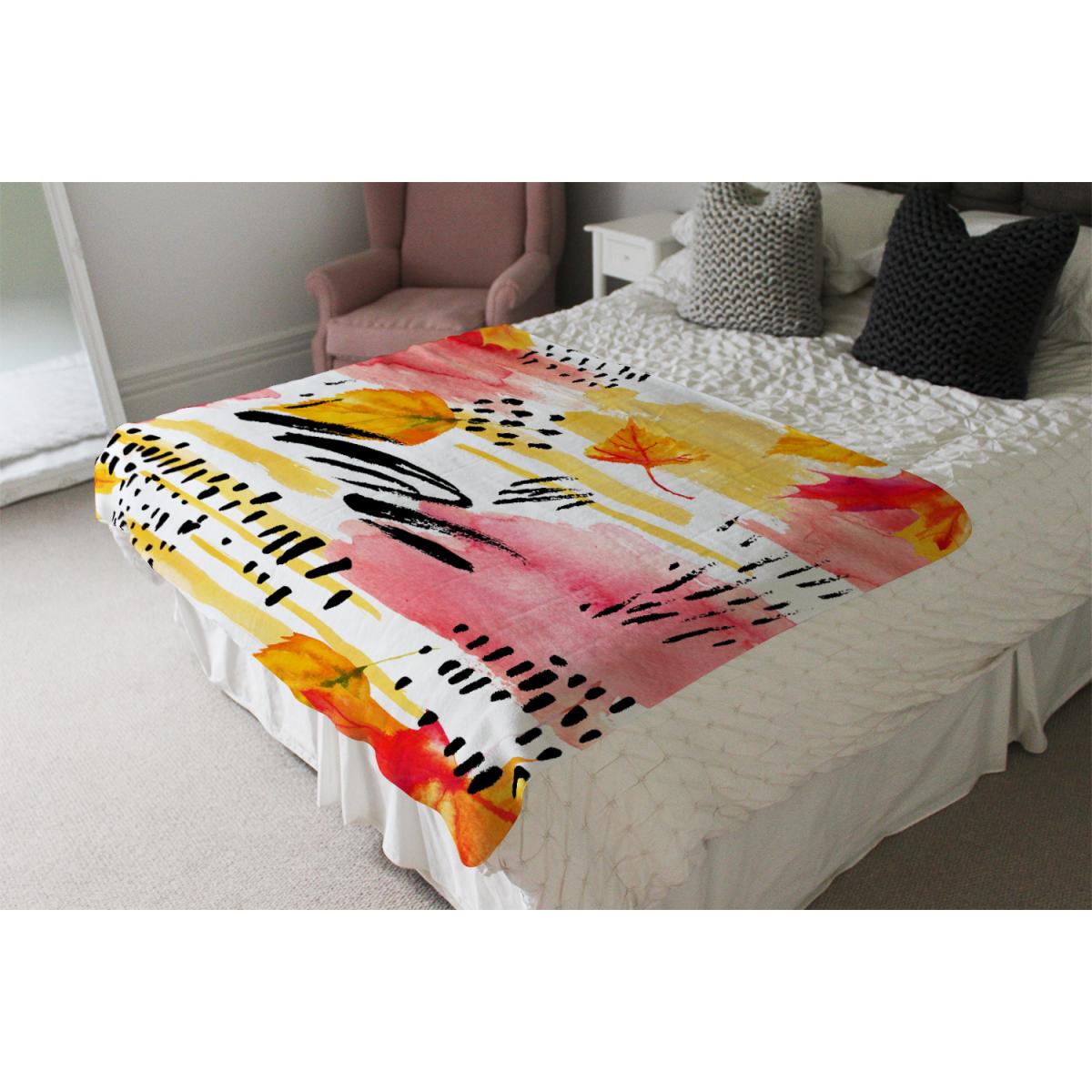 Abstract Fall Pattern In Bright Autumn Colours Blanket - Yellow – image 4