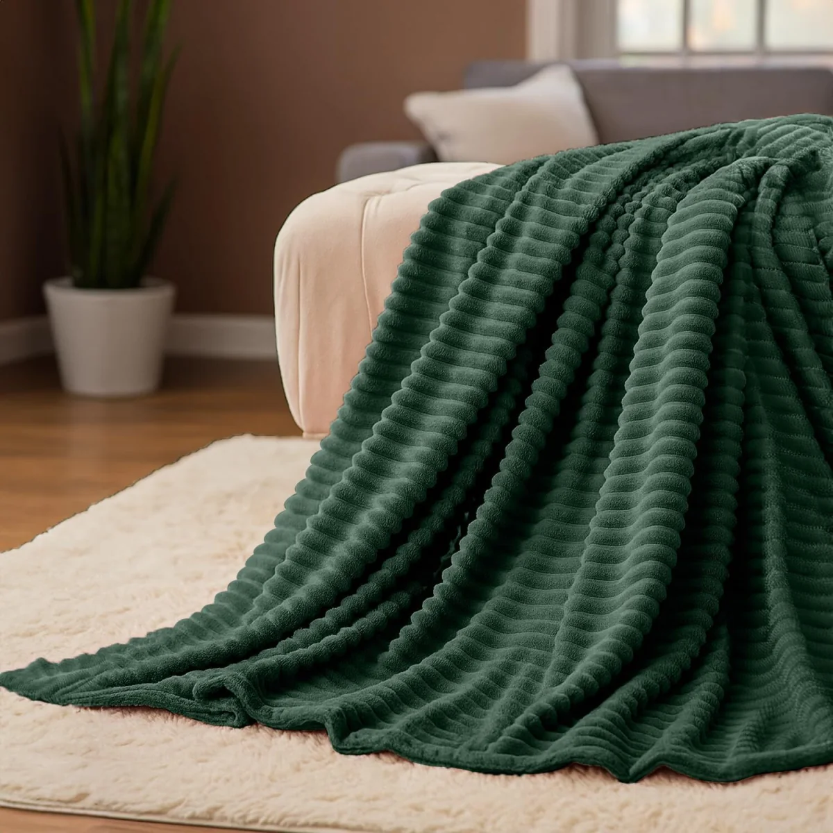 Casabella Throw Blanket - Ribbed Fleece Blanket – image 5