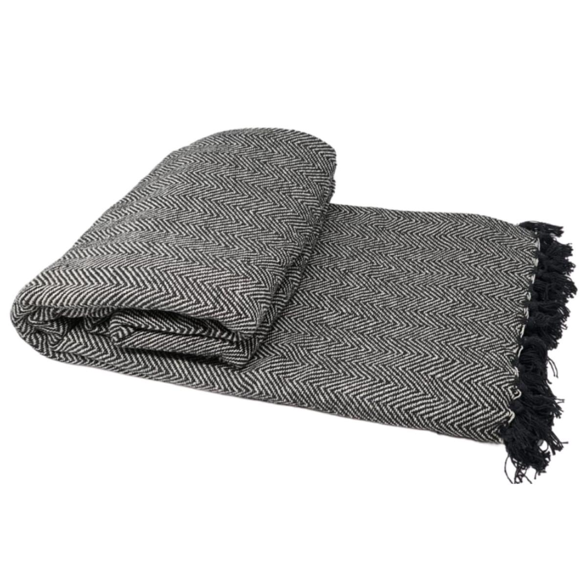 Herringbone Cotton Chair Sofa Bed Throws - Grey – image 4