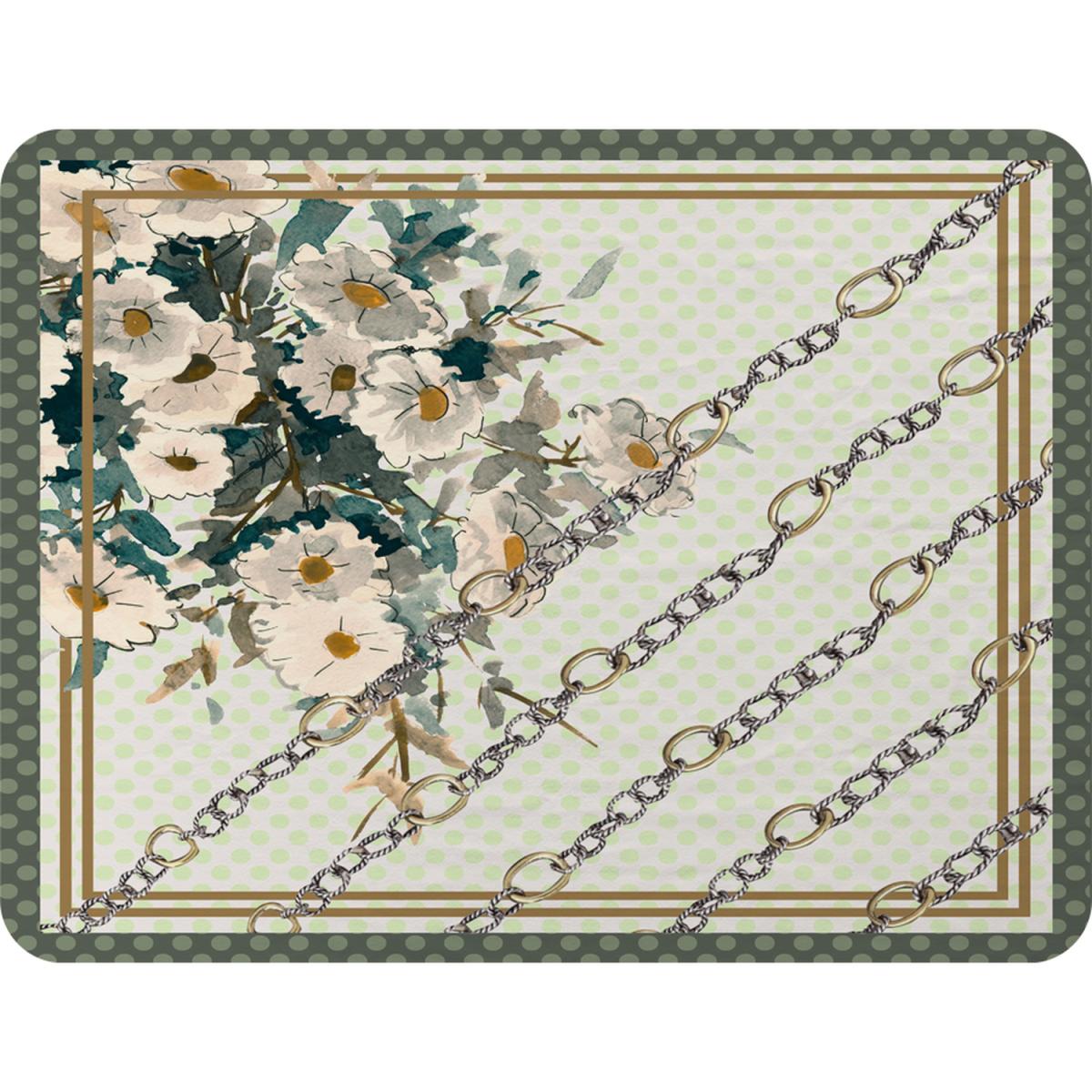 Flowers  Chain Links Blanket - Green – image 2