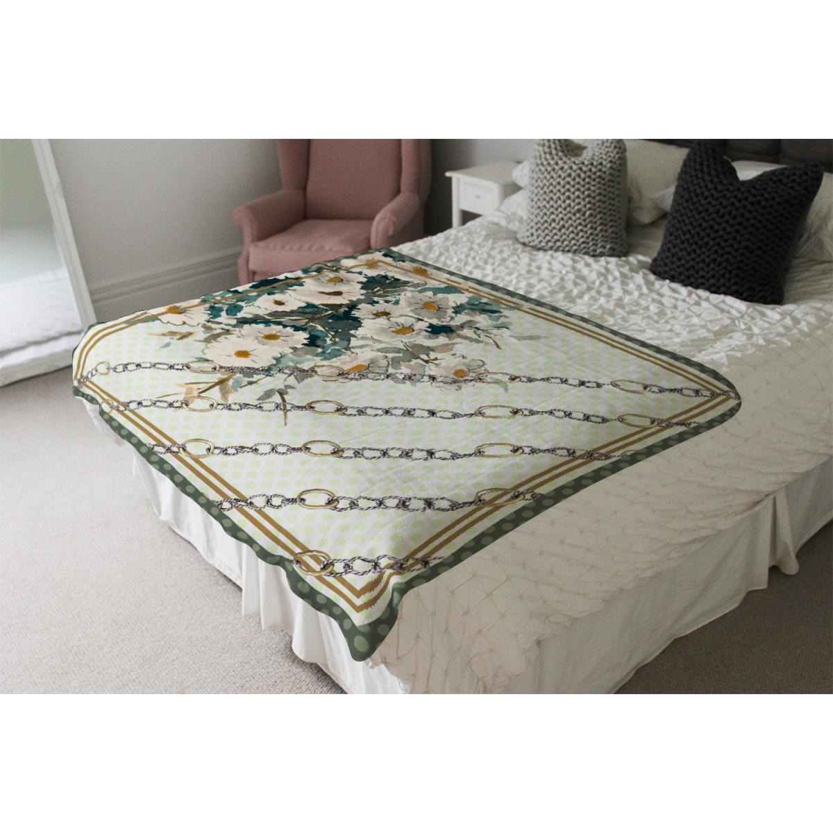 Flowers  Chain Links Blanket - Green – image 4
