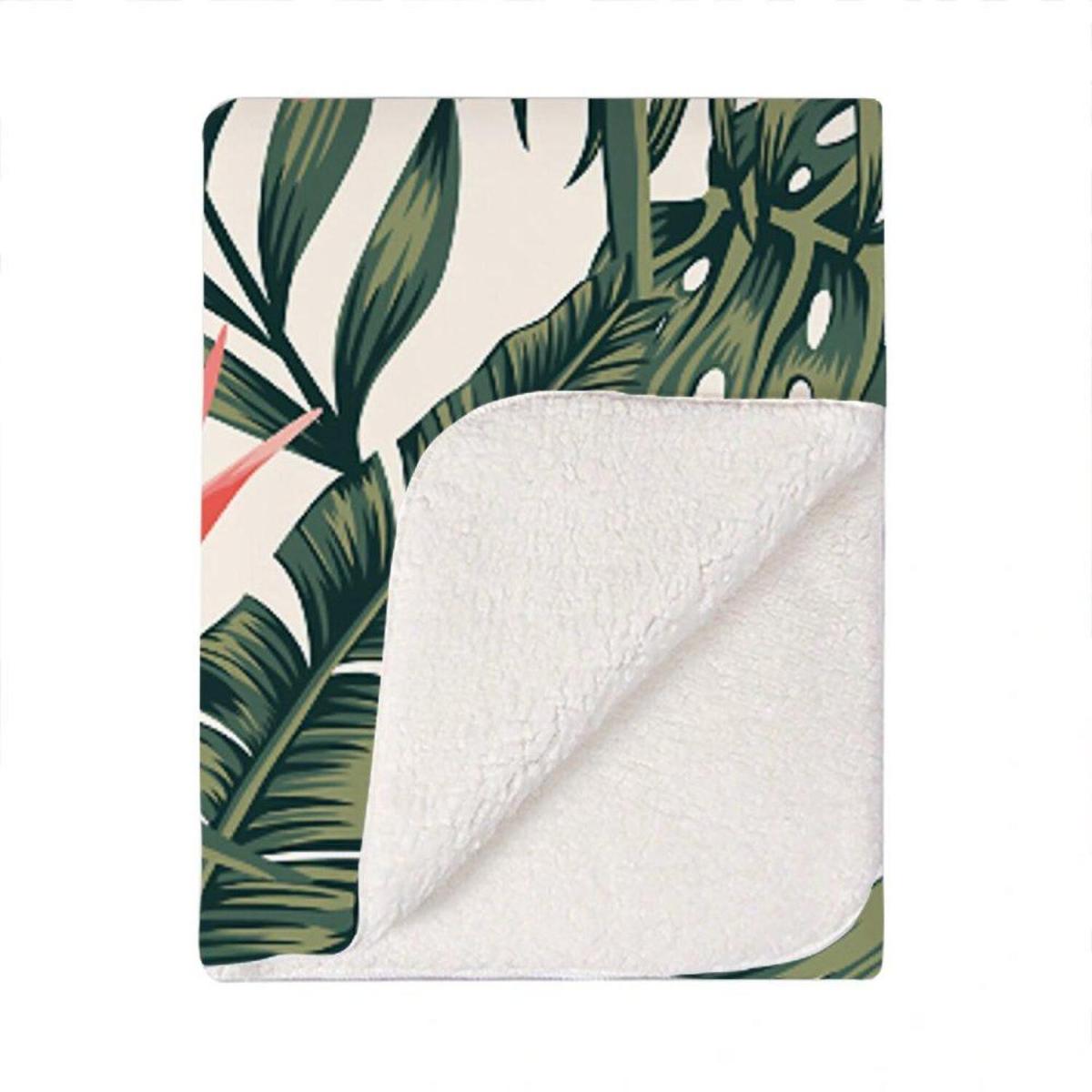Dark Tropical Green Leaves Blanket - Green – image 2