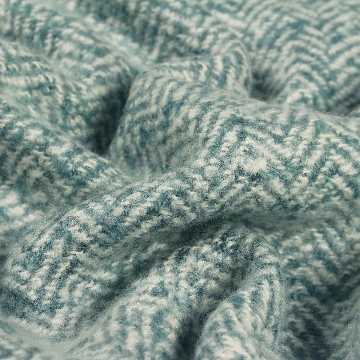 Herringbone Fringed Throw - Teal – image 2