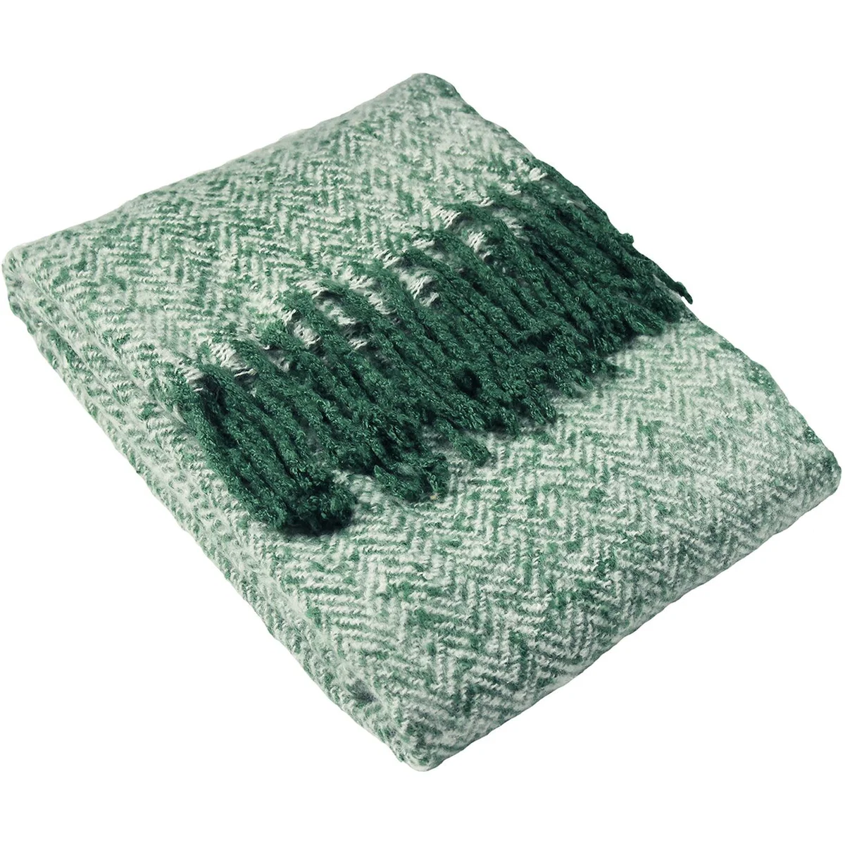 Herringbone Fringed Throw - Teal – image 5