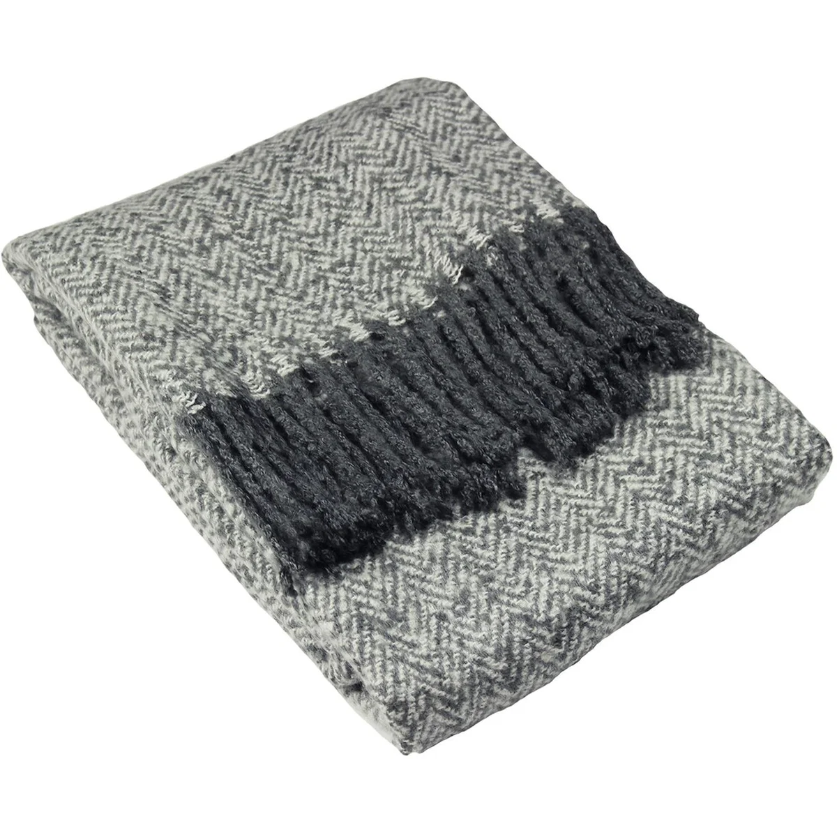 Herringbone Fringed Throw - Teal – image 6