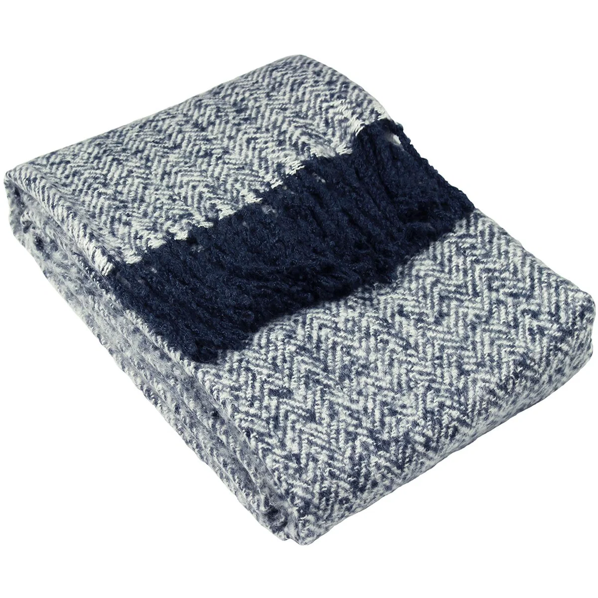 Herringbone Fringed Throw - Teal – image 7