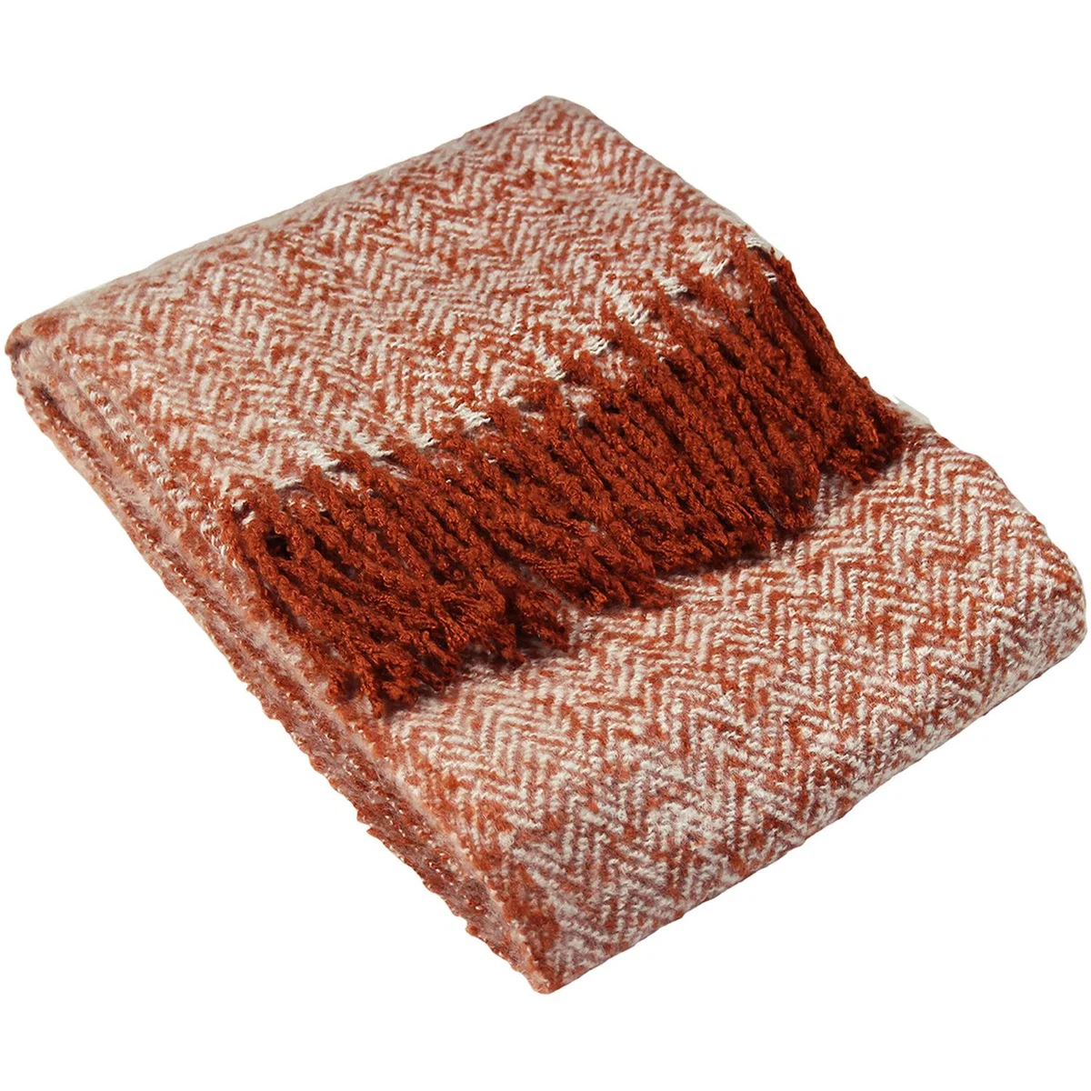 Herringbone Fringed Throw - Teal – image 8
