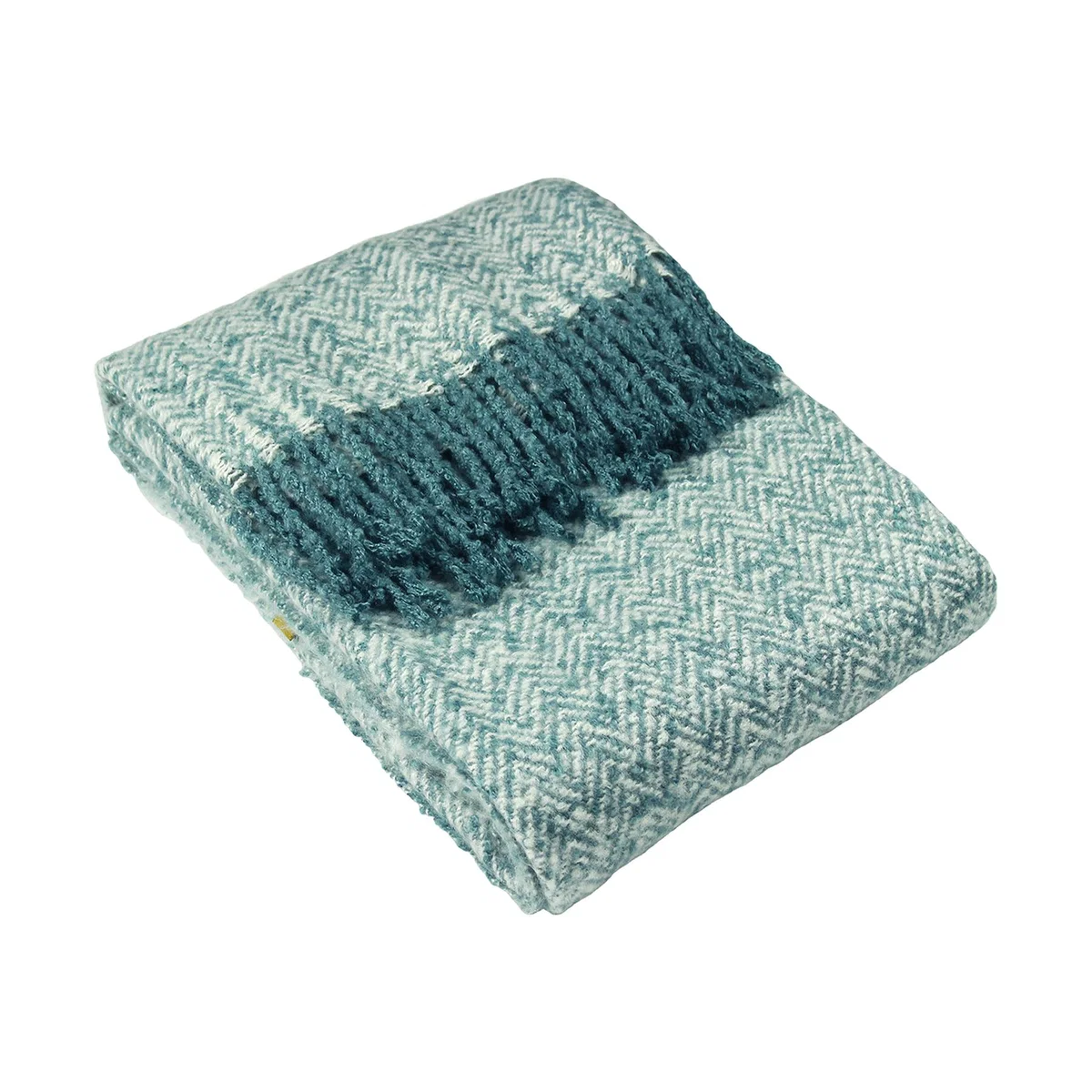 Herringbone Fringed Throw - Teal – image 1