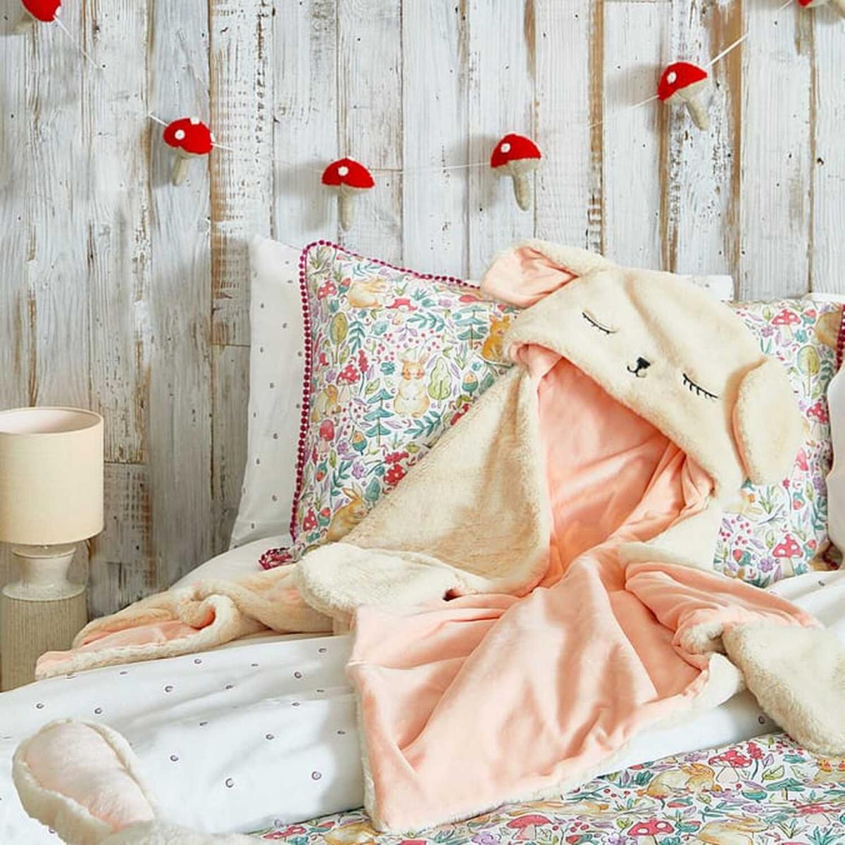 Bunny Hooded Kids Throw - Pink