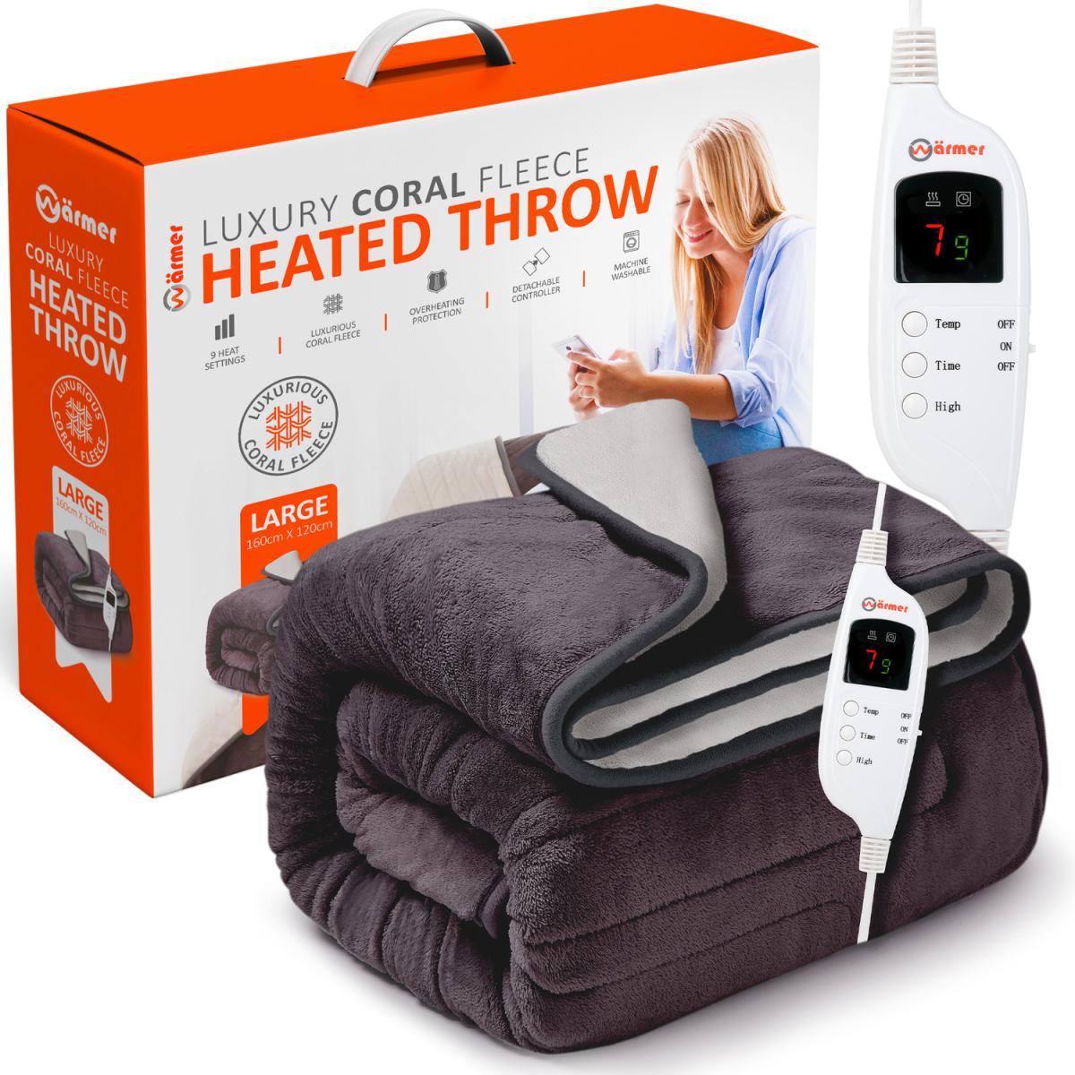 Electric Heated Throw  - Grey / 180cm / Double – image 28