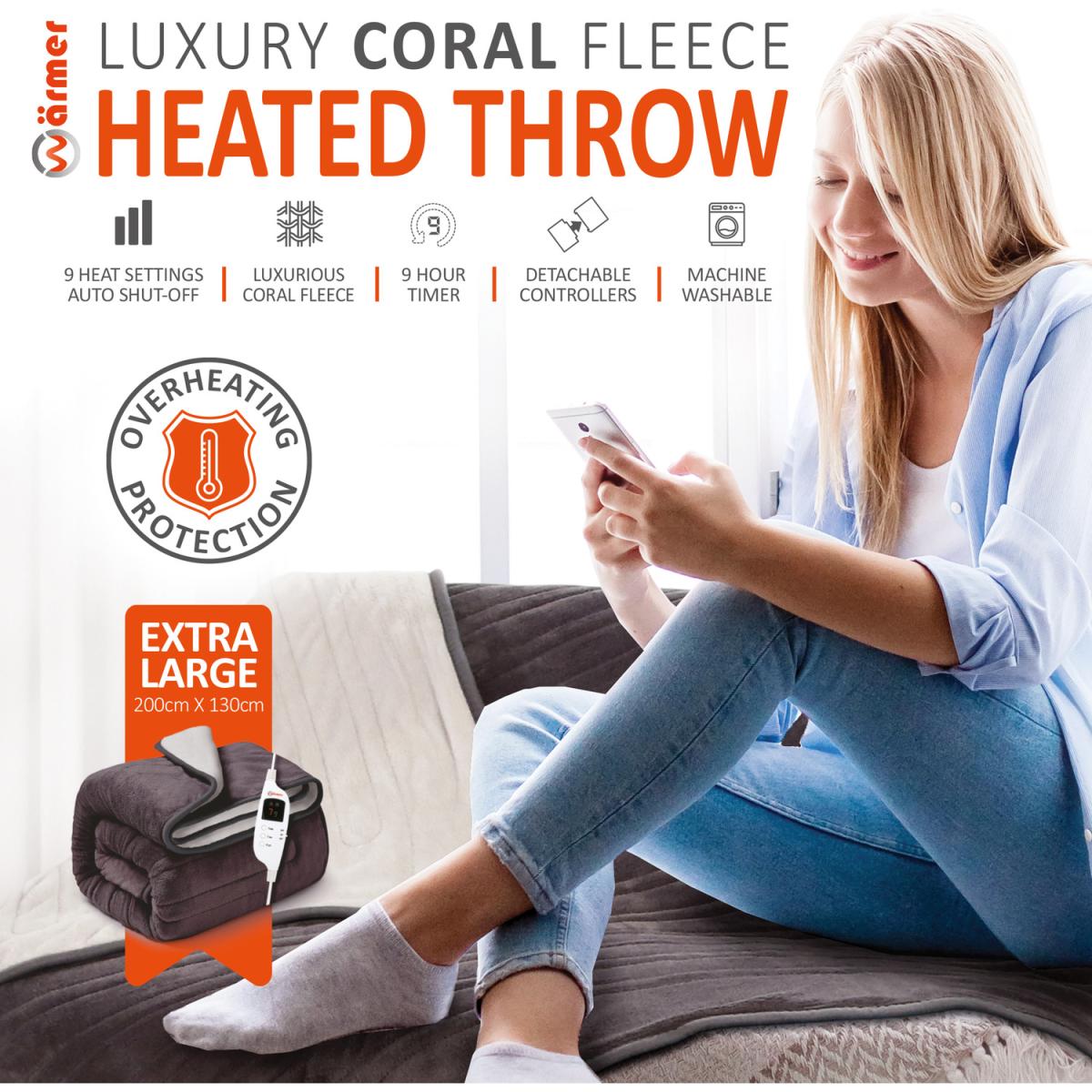 Electric Heated Throw  - Grey / 180cm / Double – image 33