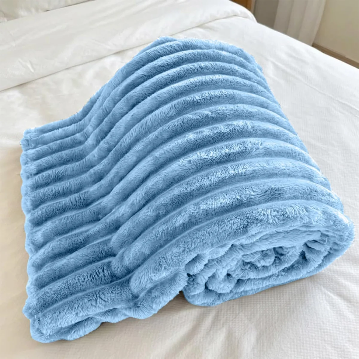Casabella Throw Blanket - Ribbed Fleece Blanket – image 5