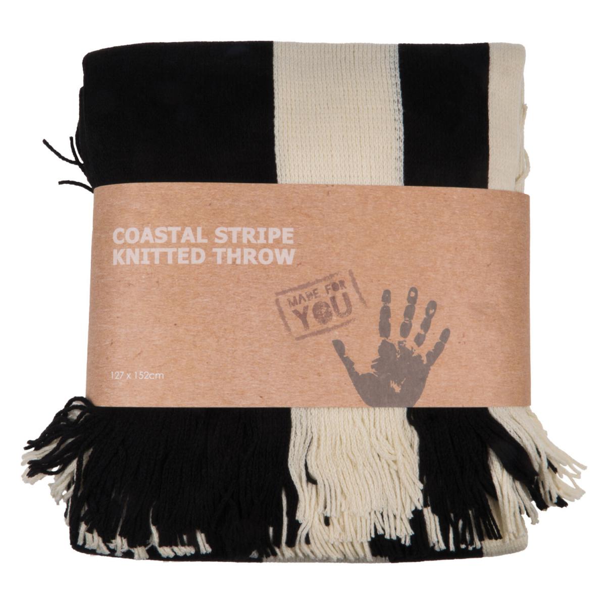Coastal Stripe Knitted Throw – image 2
