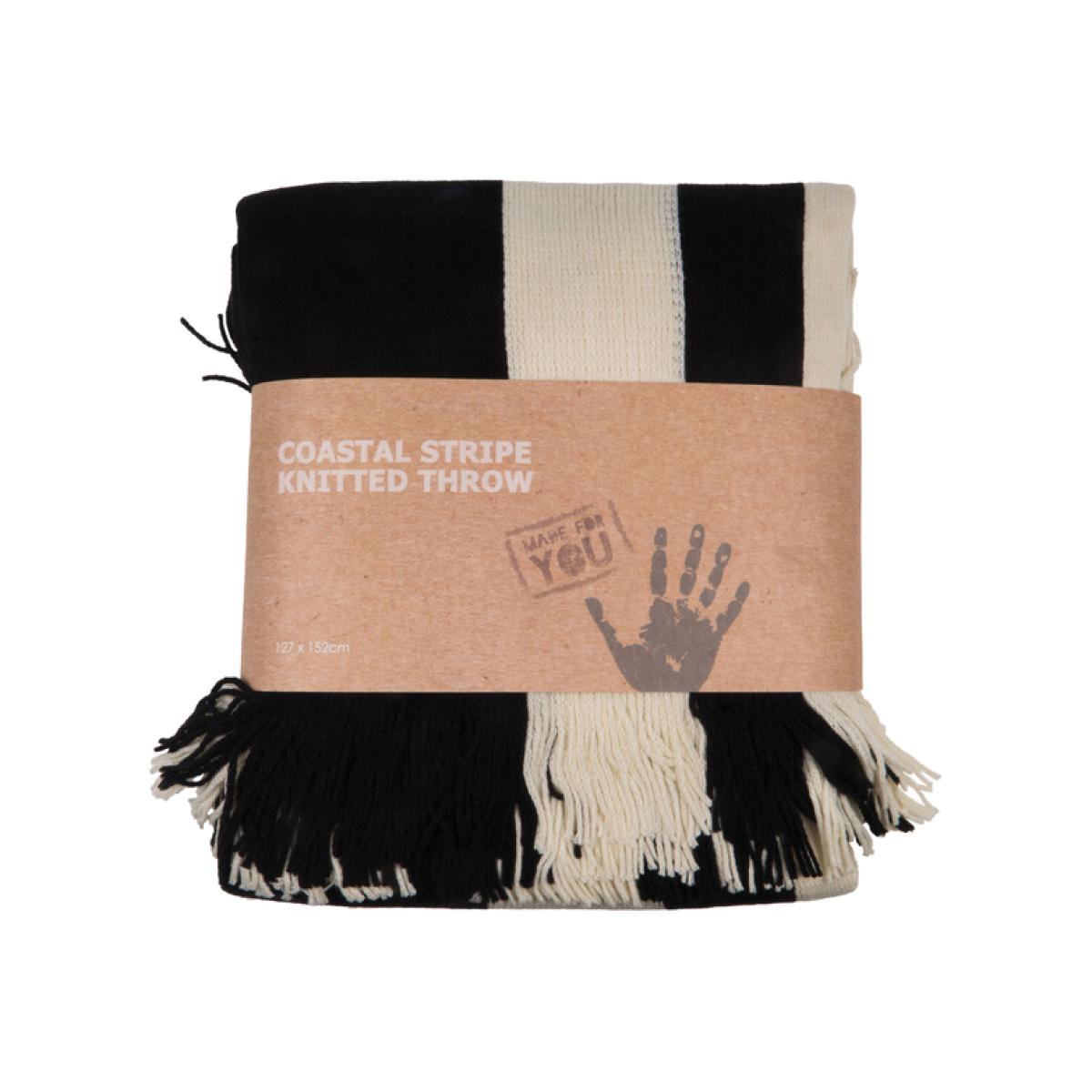 Coastal Stripe Knitted Throw – image 1