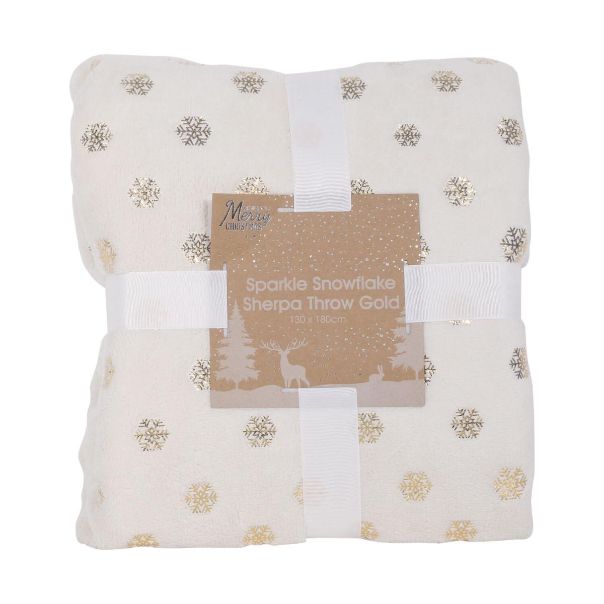 Sparkle Snowflake Sherpa Throw - Gold – image 2