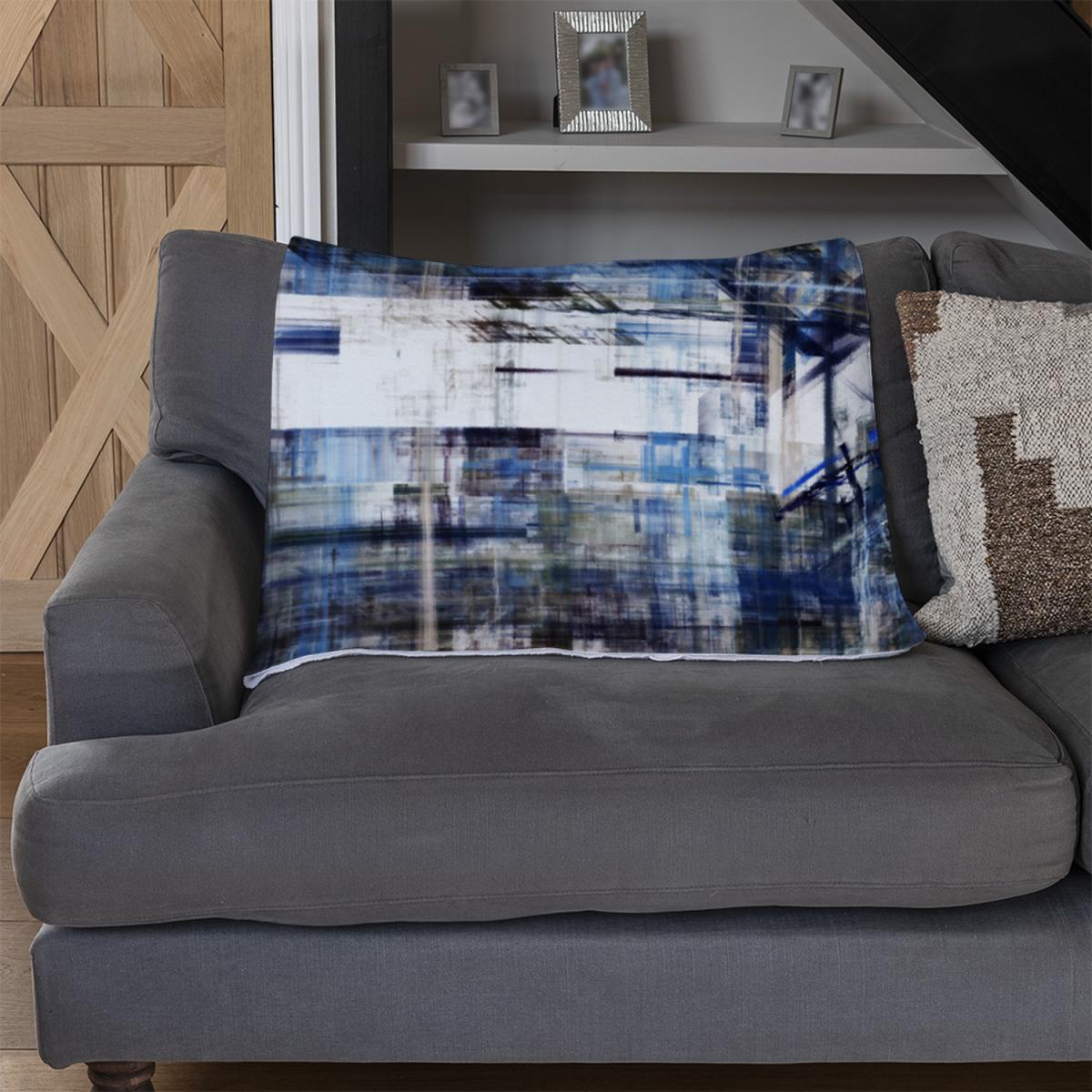 Blue Grunge Pattern Blanket - Blue – image 2