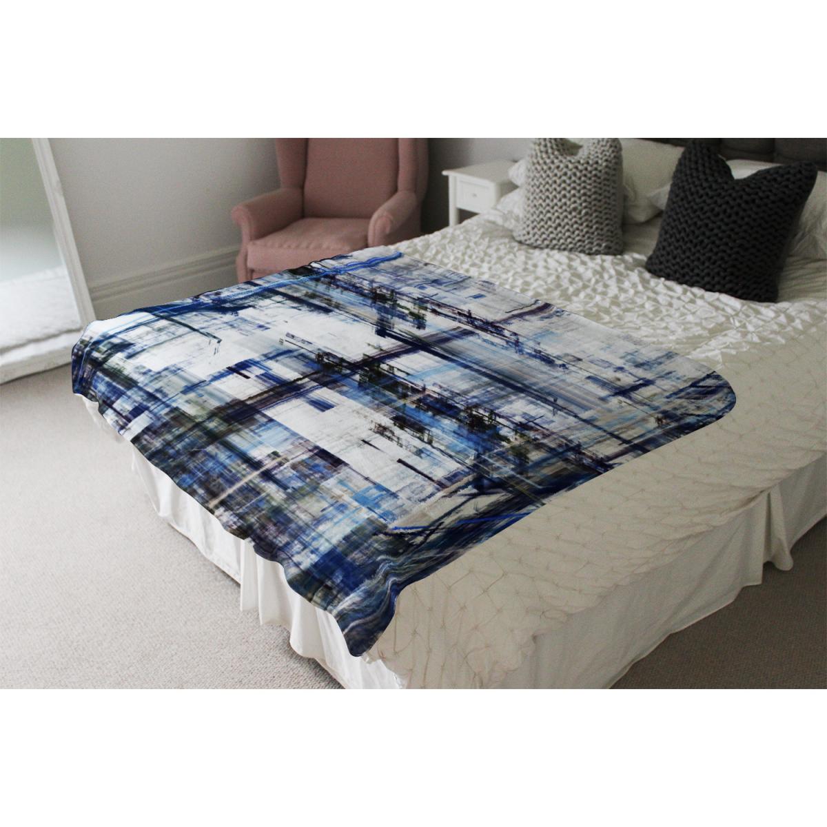 Blue Grunge Pattern Blanket - Blue – image 3