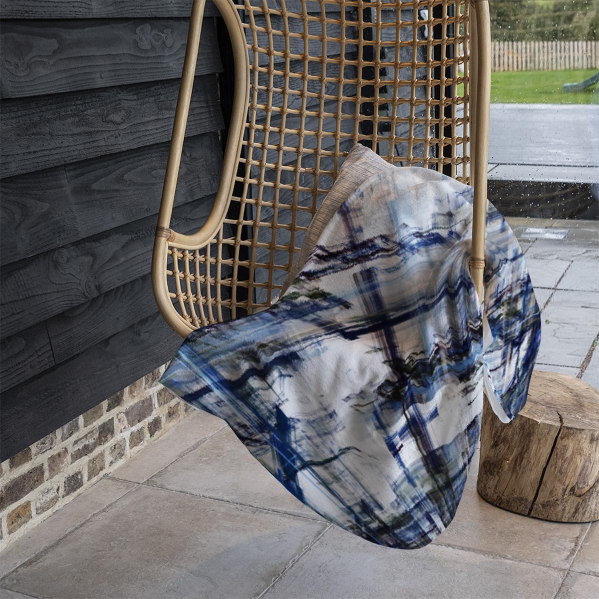 Blue Grunge Pattern Blanket - Blue – image 4