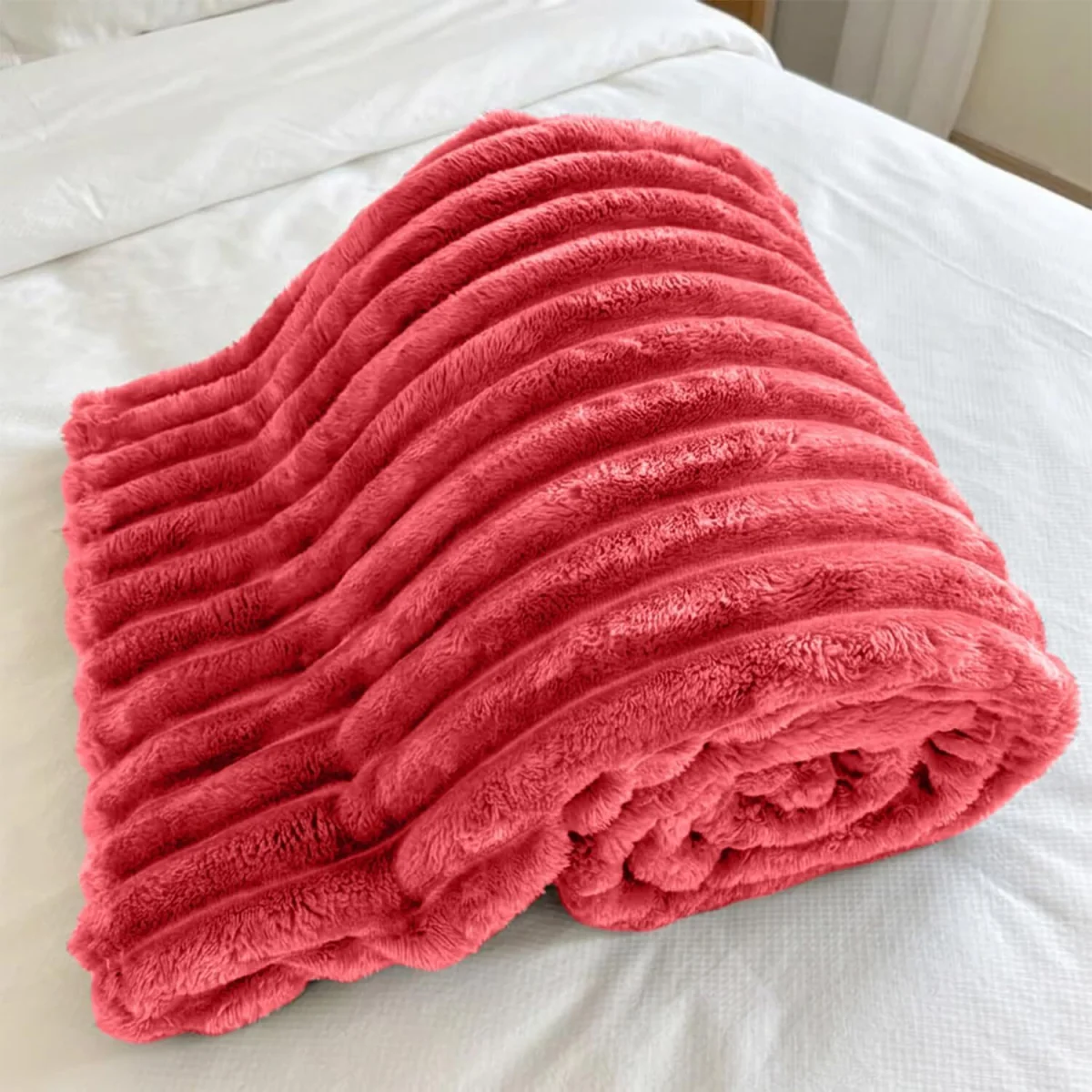 Casabella Throw Blanket - Ribbed Fleece Blanket – image 4