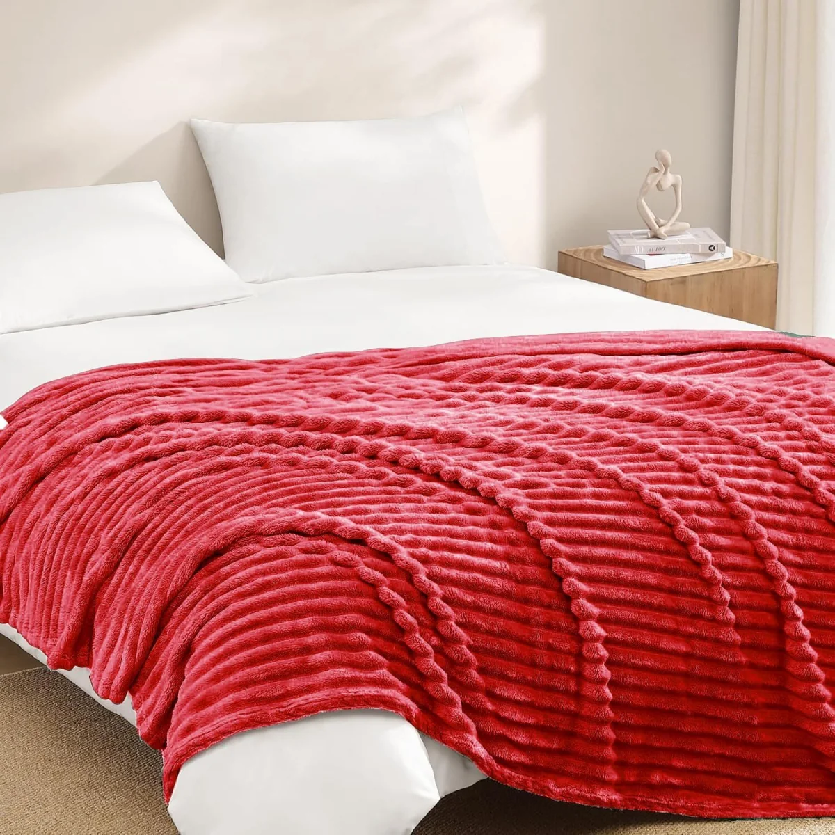 Casabella Throw Blanket - Ribbed Fleece Blanket – image 7