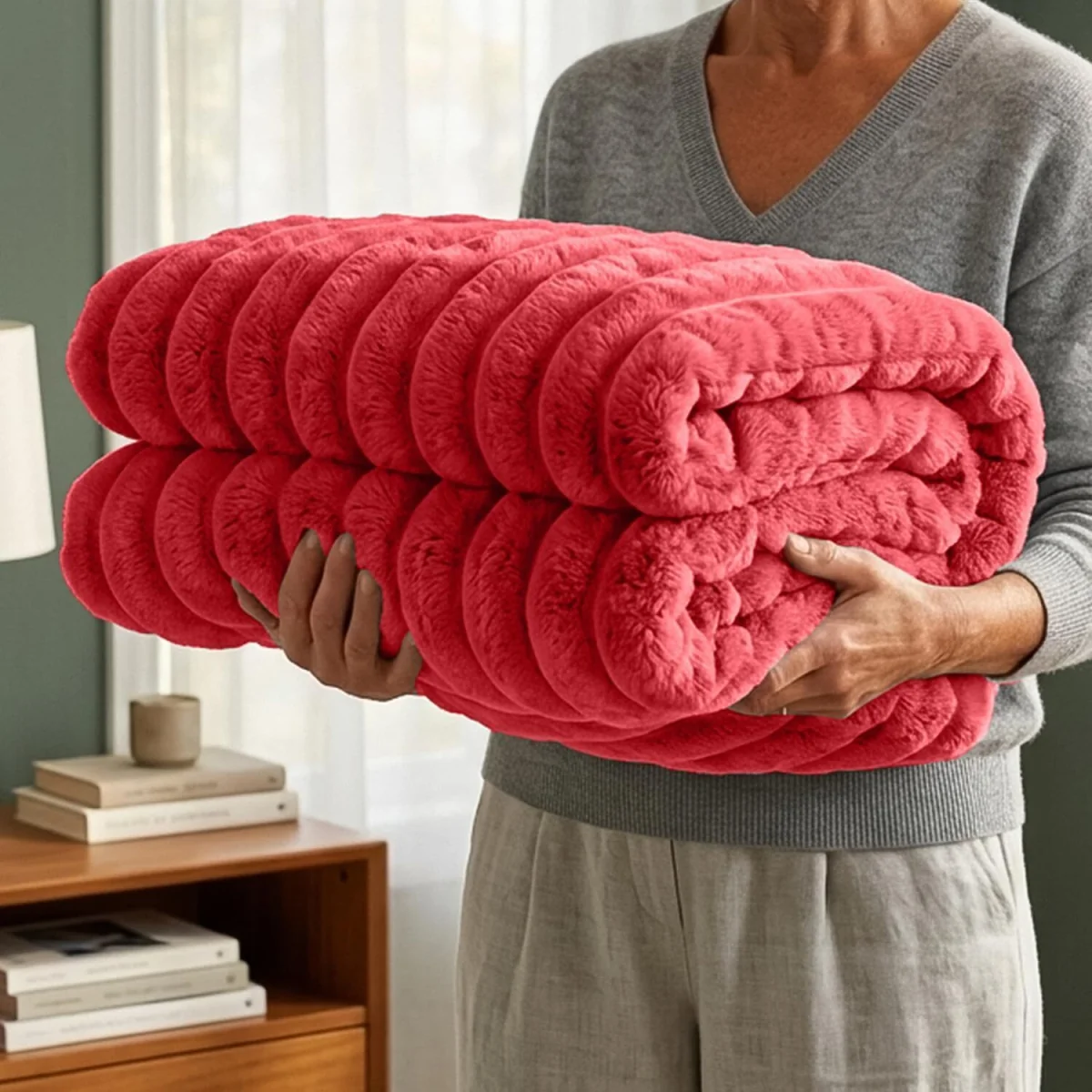 Casabella Throw Blanket - Ribbed Fleece Blanket – image 1
