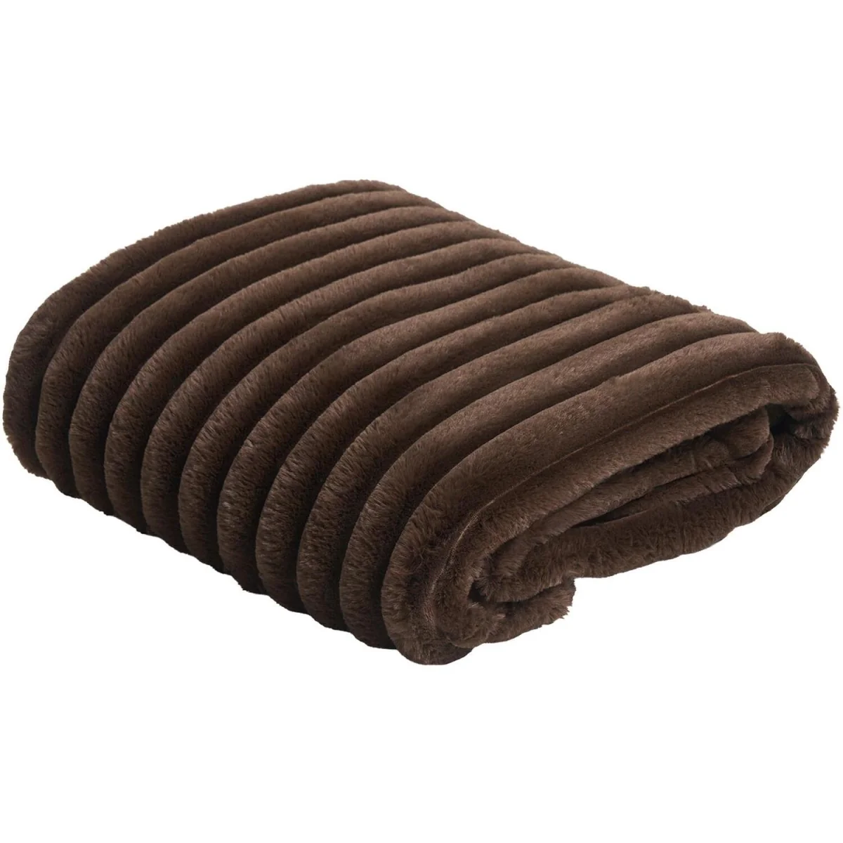 OHS Faux Fur Thick Ribbed Throw - Chocolate / 125cm / 1kg – image 7