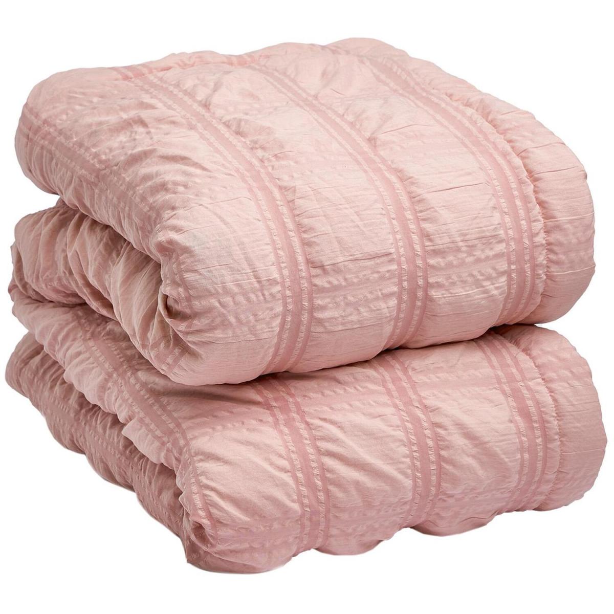 Sienna Square Seersucker Quilted Bedspread Throw Blanket - Pink – image 2